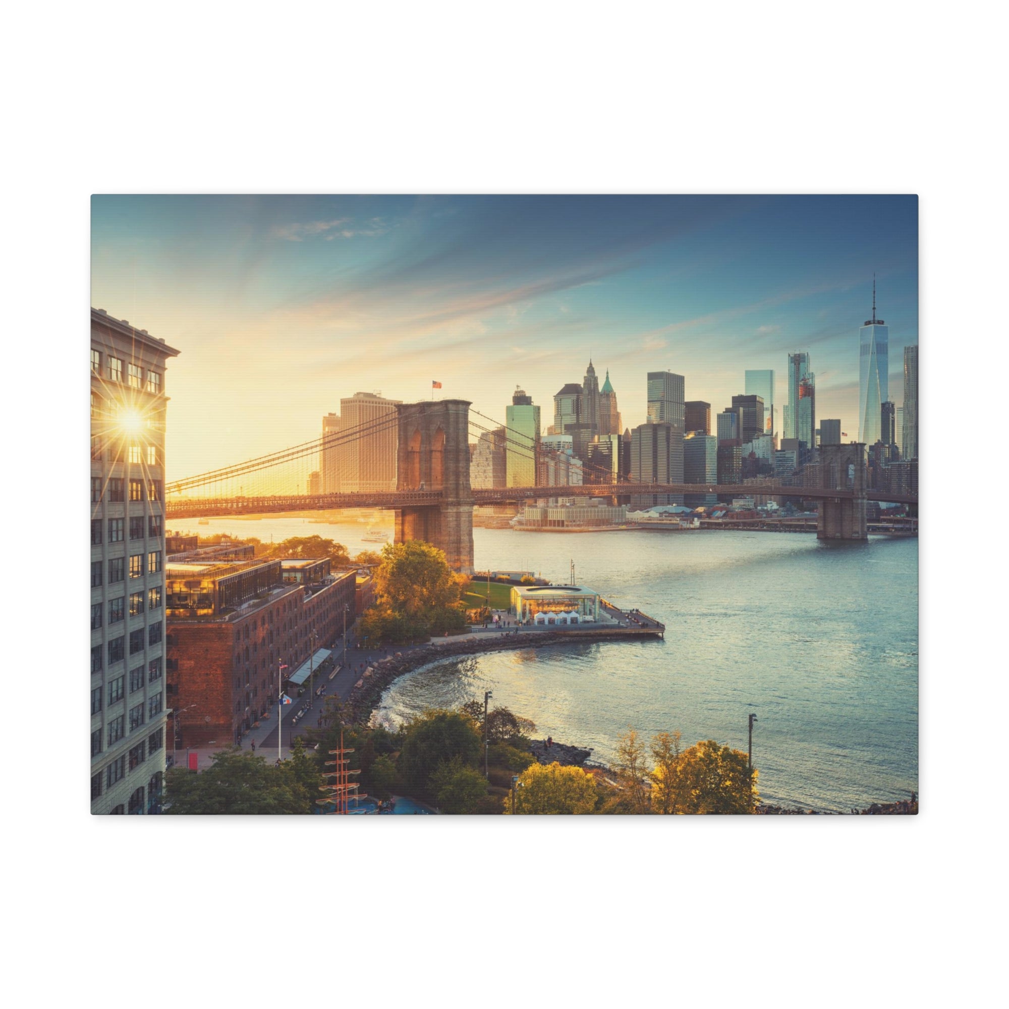 Brooklyn Daytime Skyline Canvas Artwork High-Quality Breathtaking Stunning Cityscape for Home Decor Ready to Hang-Express Your Love Gifts