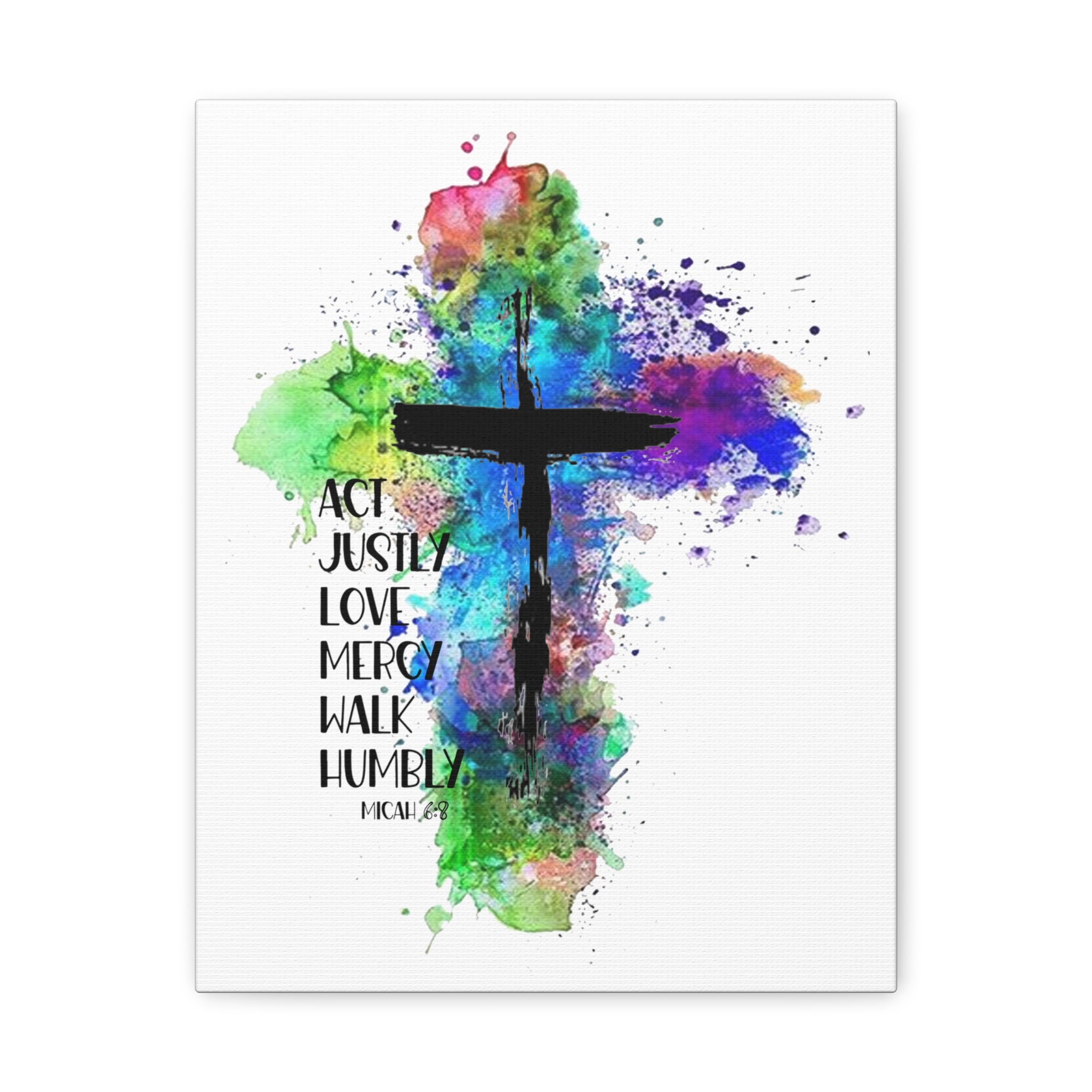 Scripture Walls Micah 6:8 Act Justly Distressed Cross Bible Verse Canvas Christian Wall Art Ready to Hang Unframed-Express Your Love Gifts