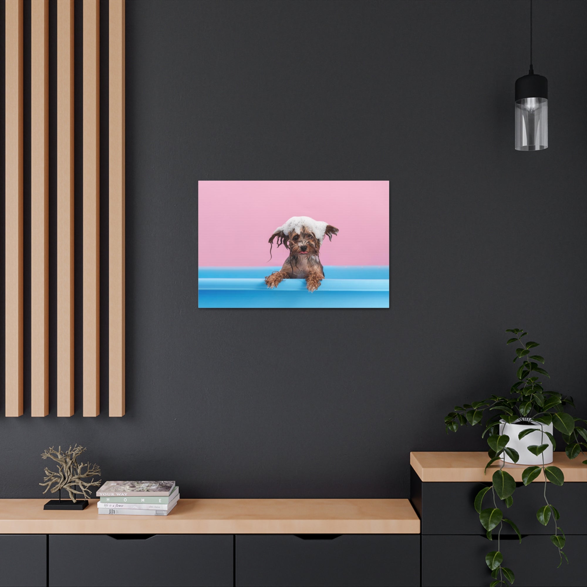 Funny Yorkshire Terrier Bathee Canvas Wall Art for Home Decor Ready-to-Hang-Express Your Love Gifts