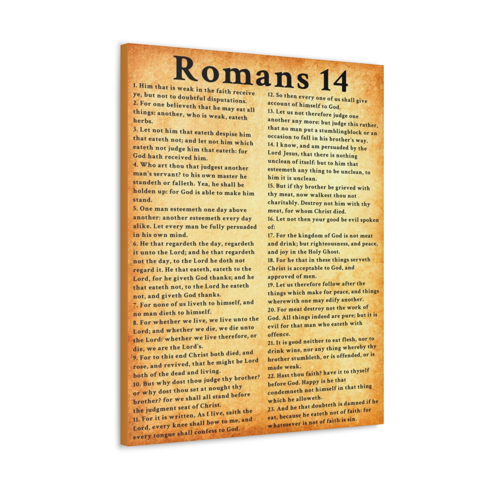 Scripture Walls Romans 14 Gold Bible Verse Canvas Christian Wall Art Ready to Hang Unframed-Express Your Love Gifts