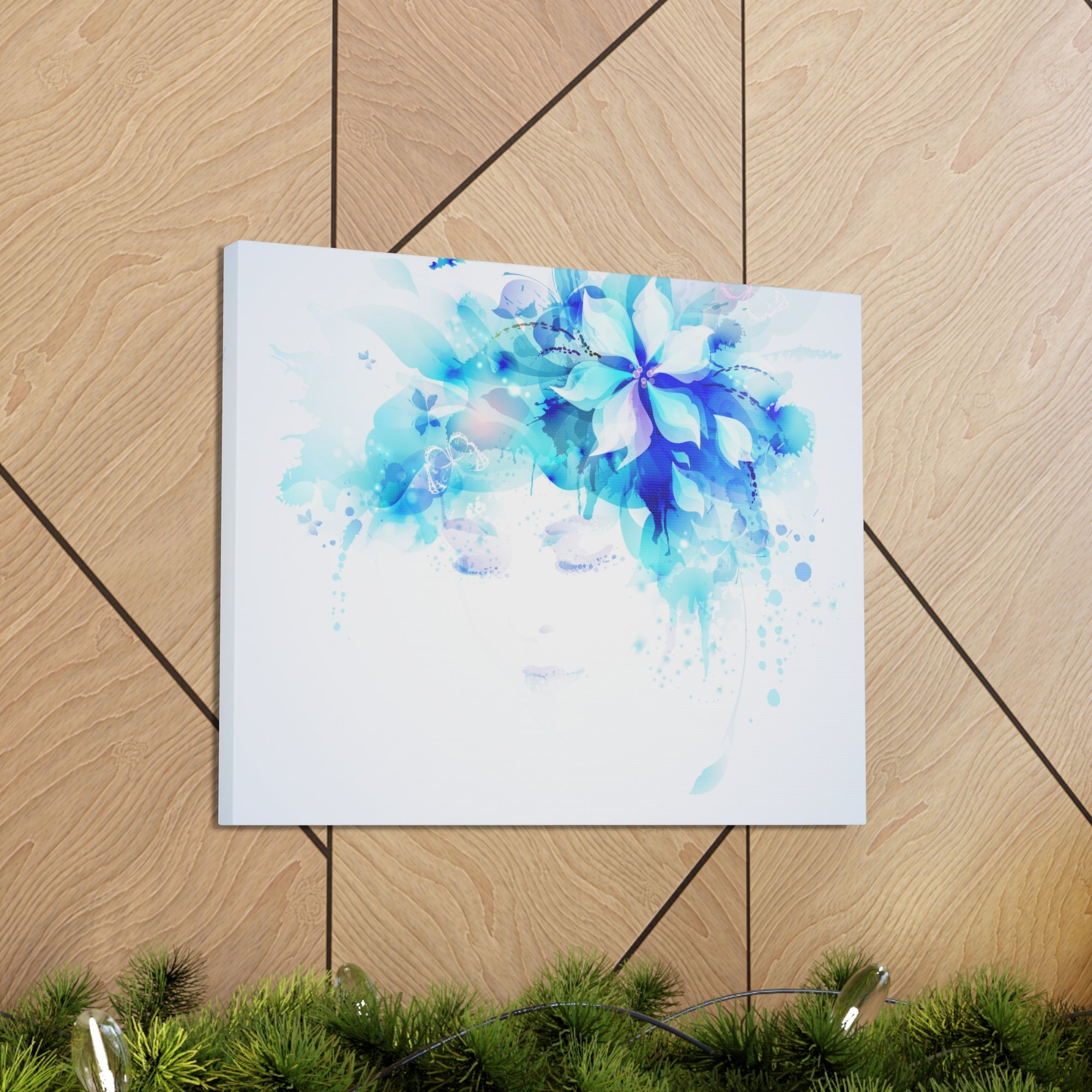 Beautiful Women With Abstract Elements And Butterflies Flower Canvas Wall Art for Home Decor Ready-to-Hang-Express Your Love Gifts