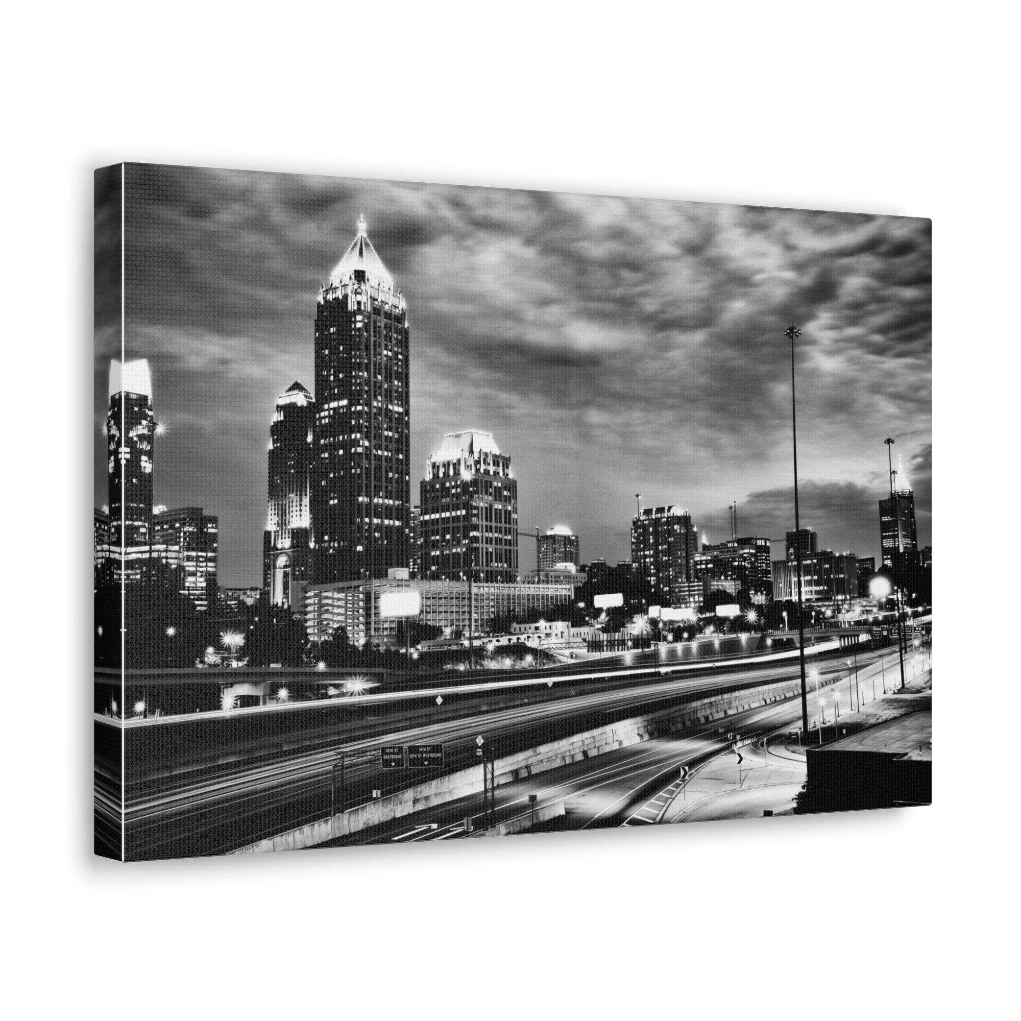 Atlanta Black And White Skyline Canvas Artwork High-Quality Breathtaking Stunning Cityscape for Home Decor Ready to Hang-Express Your Love Gifts