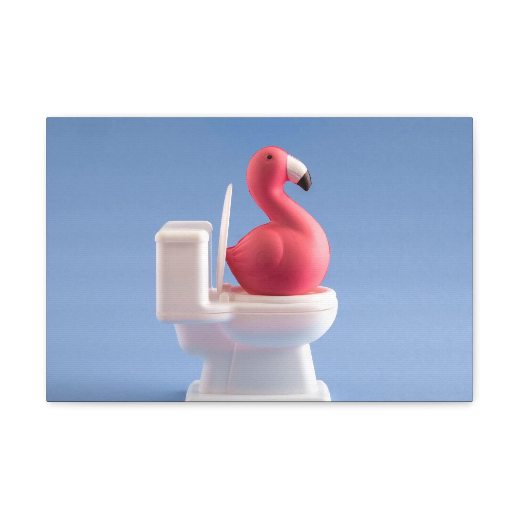 Cute Pink Flamingo Sitting On Toilet Funny Canvas Wall Art for Home Decor Ready-to-Hand-Express Your Love Gifts