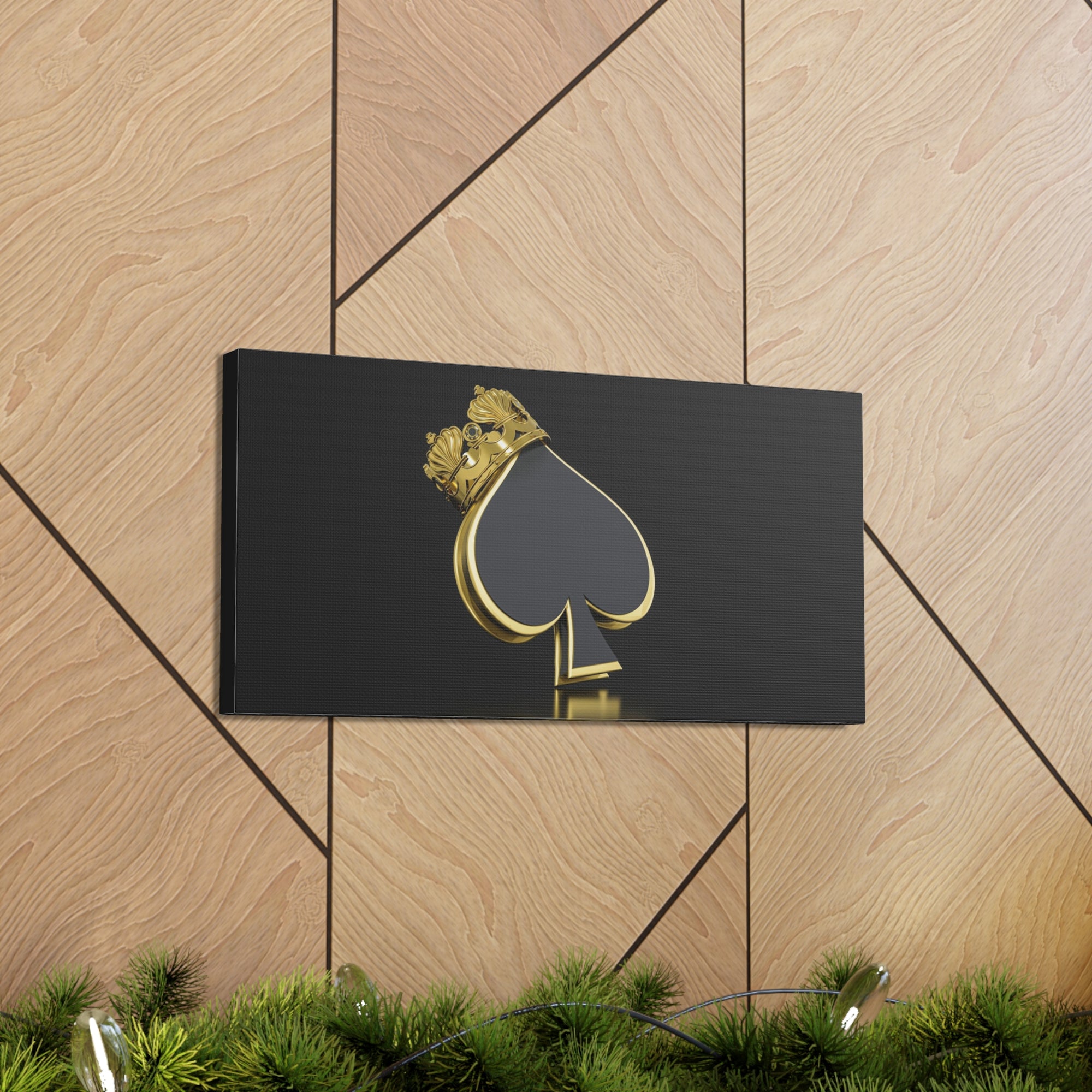 3D Gold Crown Spades Playing Card Canvas Wall Art for Home Decor Ready-to-Hang-Express Your Love Gifts