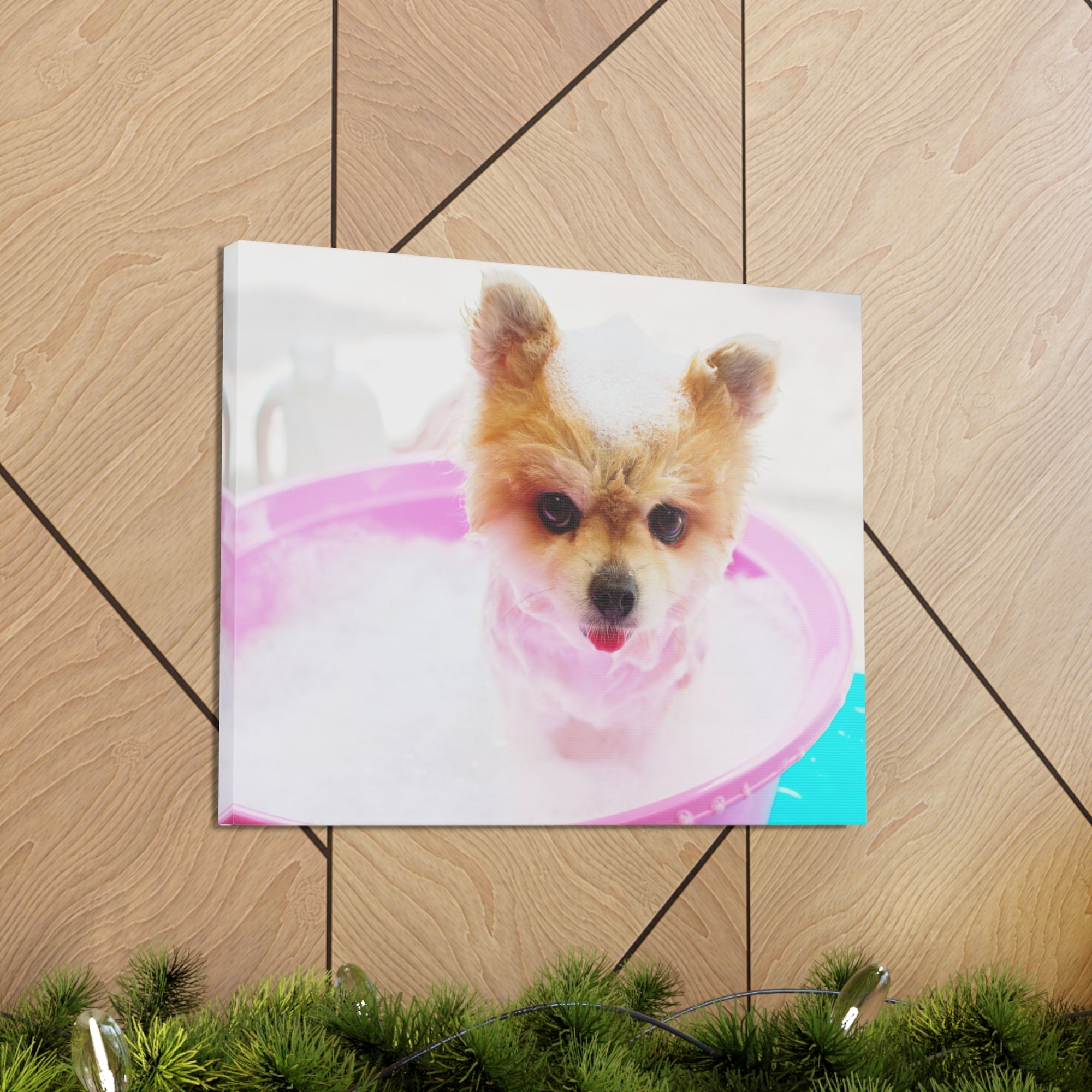 Funny Pomeranian Bath Canvas Wall Art for Home Decor Ready-to-Hang-Express Your Love Gifts