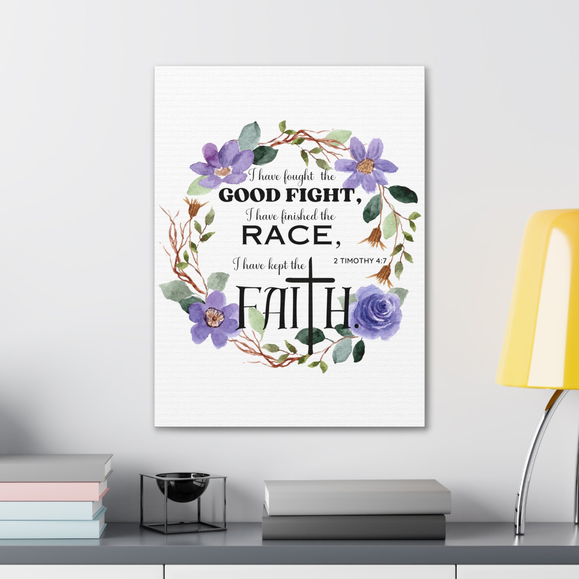 Scripture Walls 2 Timothy 4:7 Good Fight Bible Verse Canvas Christian Wall Art Ready to Hang Unframed-Express Your Love Gifts