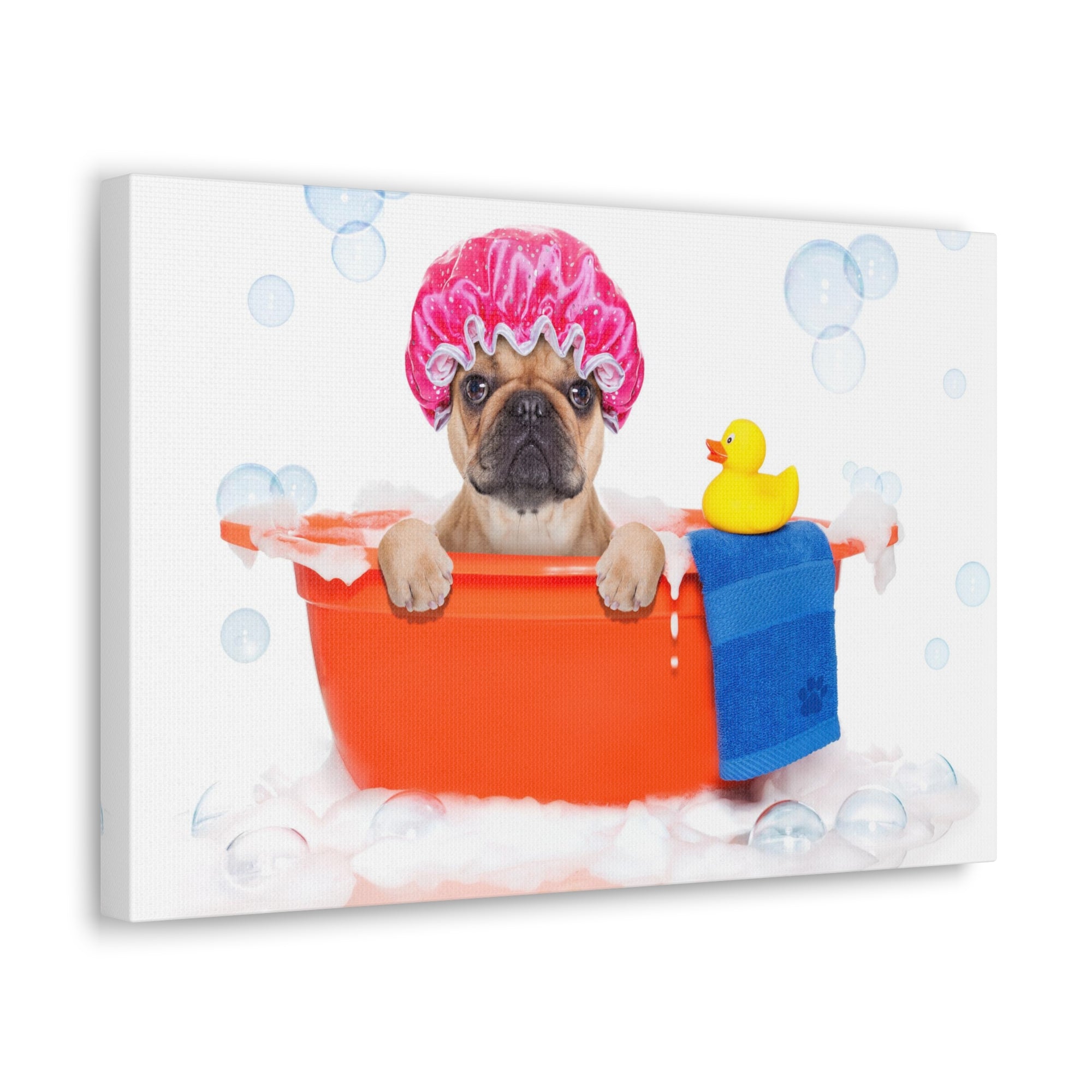 Funny French Bulldog Bathee Canvas Wall Art for Home Decor Ready-to-Hang-Express Your Love Gifts