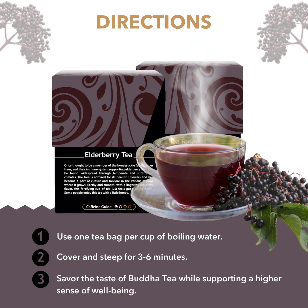 Buddha Teas Organic Elderberry Herbal Tea – Antioxidant-Rich, Caffeine-Free, OU Kosher, Non-GMO, 54 Tea Bags (Pack of 3)-Express Your Love Gifts