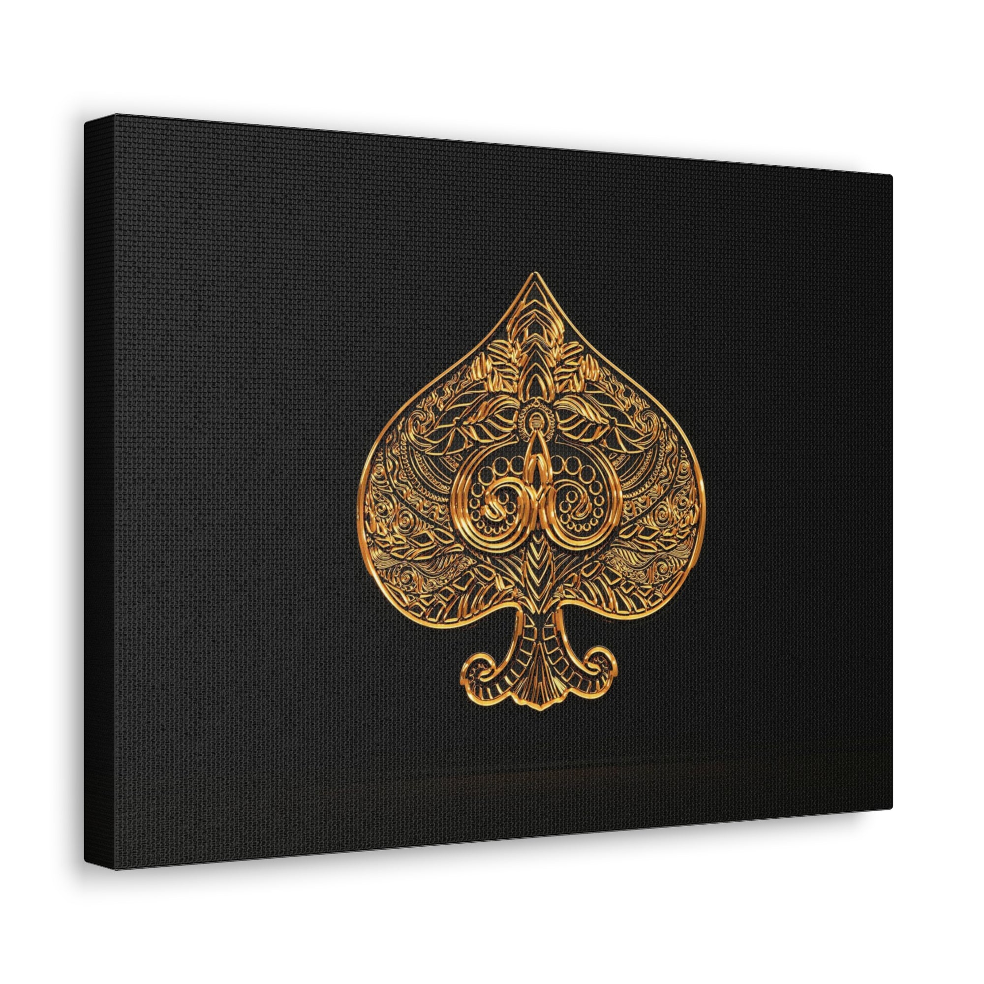 3D Gold Spades Playing Card Canvas Wall Art for Home Decor Ready-to-Hang-Express Your Love Gifts