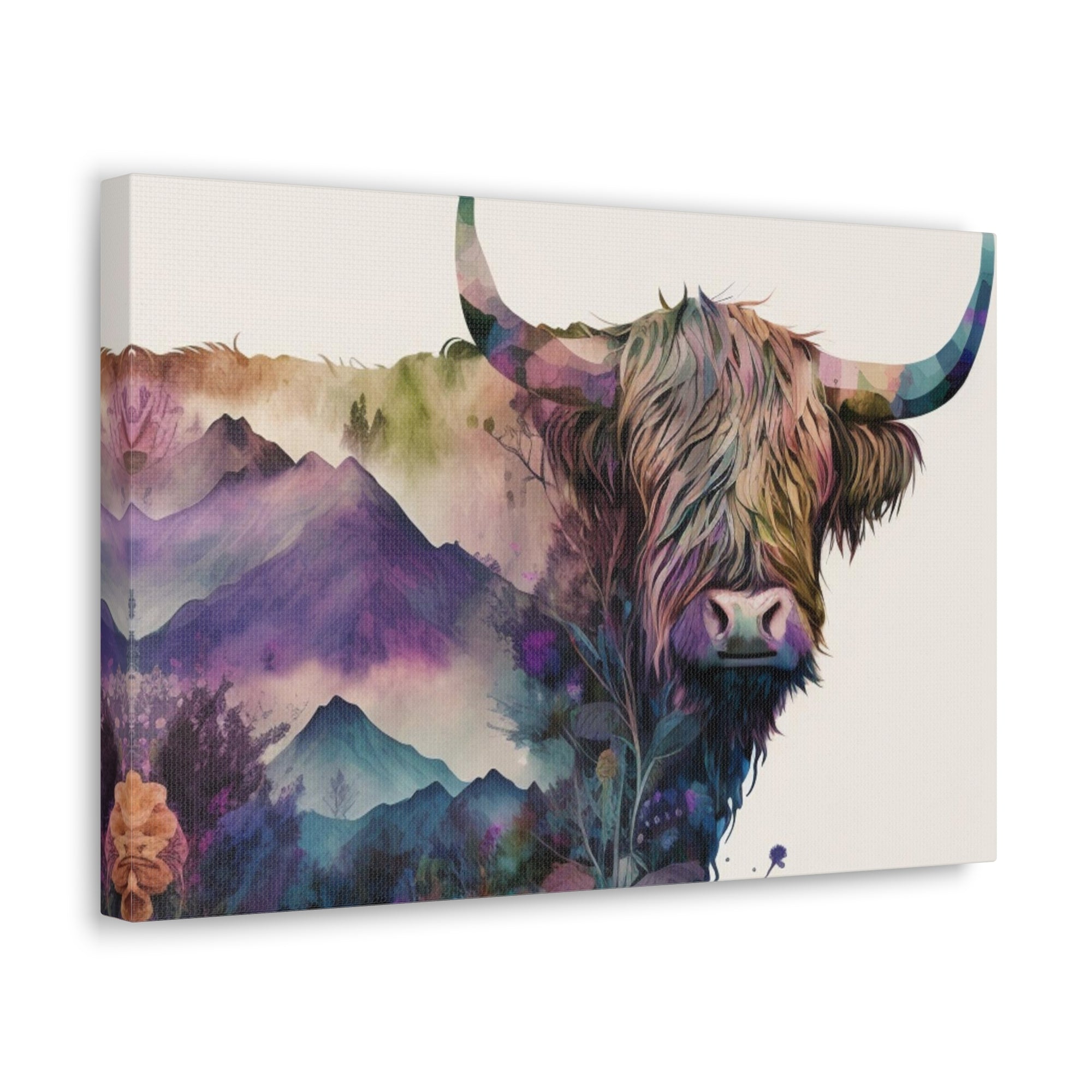 Bison Standing In Flower Field Buffalo Art Canvas Wall Art for Home Decor Ready-to-Hang-Express Your Love Gifts