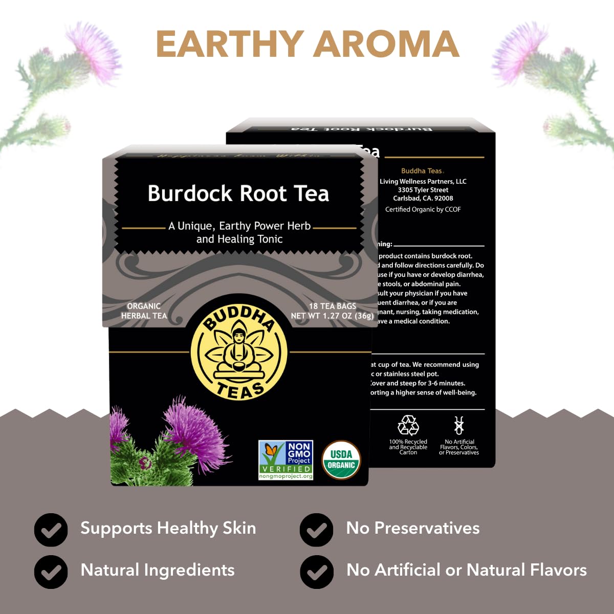 Buddha Teas Organic Burdock Root Tea – Caffeine-Free, Kosher, Non-GMO, 72 Tea Bags (Pack of 4)-Express Your Love Gifts