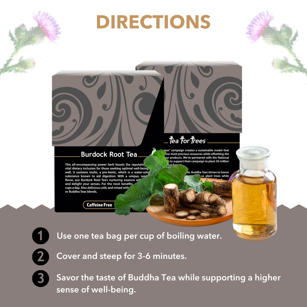 Buddha Teas Organic Burdock Root Tea – Caffeine-Free, Kosher, Non-GMO, 72 Tea Bags (Pack of 4)-Express Your Love Gifts