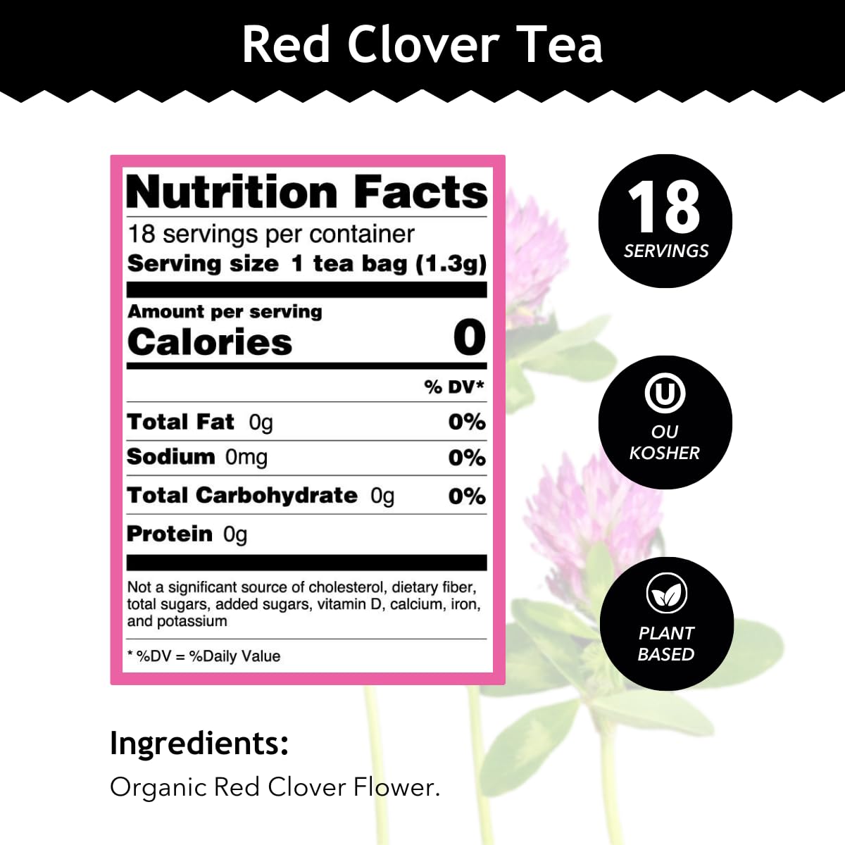 Buddha Teas Organic Red Clover Tea – Caffeine-Free, Kosher, Non-GMO, Women’s Health Support, 72 Bags (Pack of 4)-Express Your Love Gifts