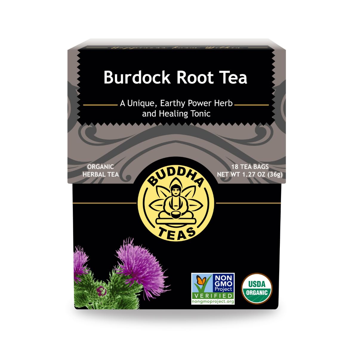 Buddha Teas Organic Burdock Root Tea – Caffeine-Free, Kosher, Non-GMO, 72 Tea Bags (Pack of 4)-Express Your Love Gifts