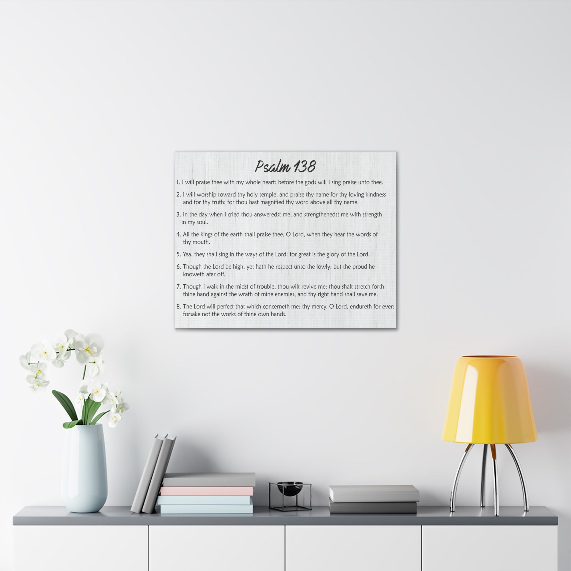 Scripture Canvas Praise His Holy Name Psalm 138 Christian Wall Art Bible Verse Print Ready to Hang-Express Your Love Gifts