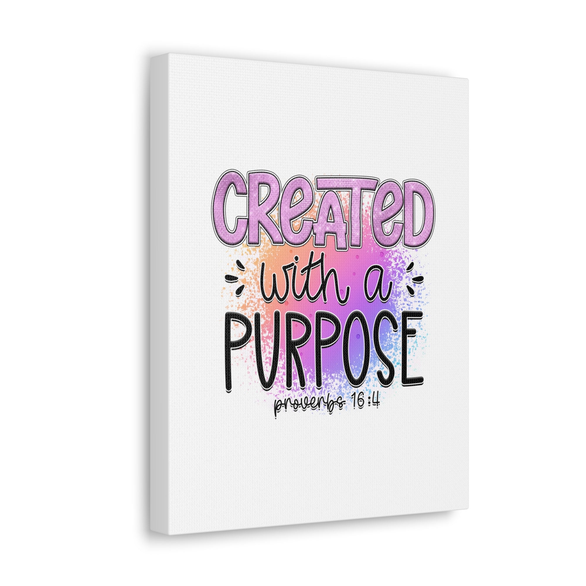 Scripture Walls Proverbs 16:4 Created With a Purpose Purple Bible Verse Canvas Christian Wall Art Ready to Hang Unframed-Express Your Love Gifts