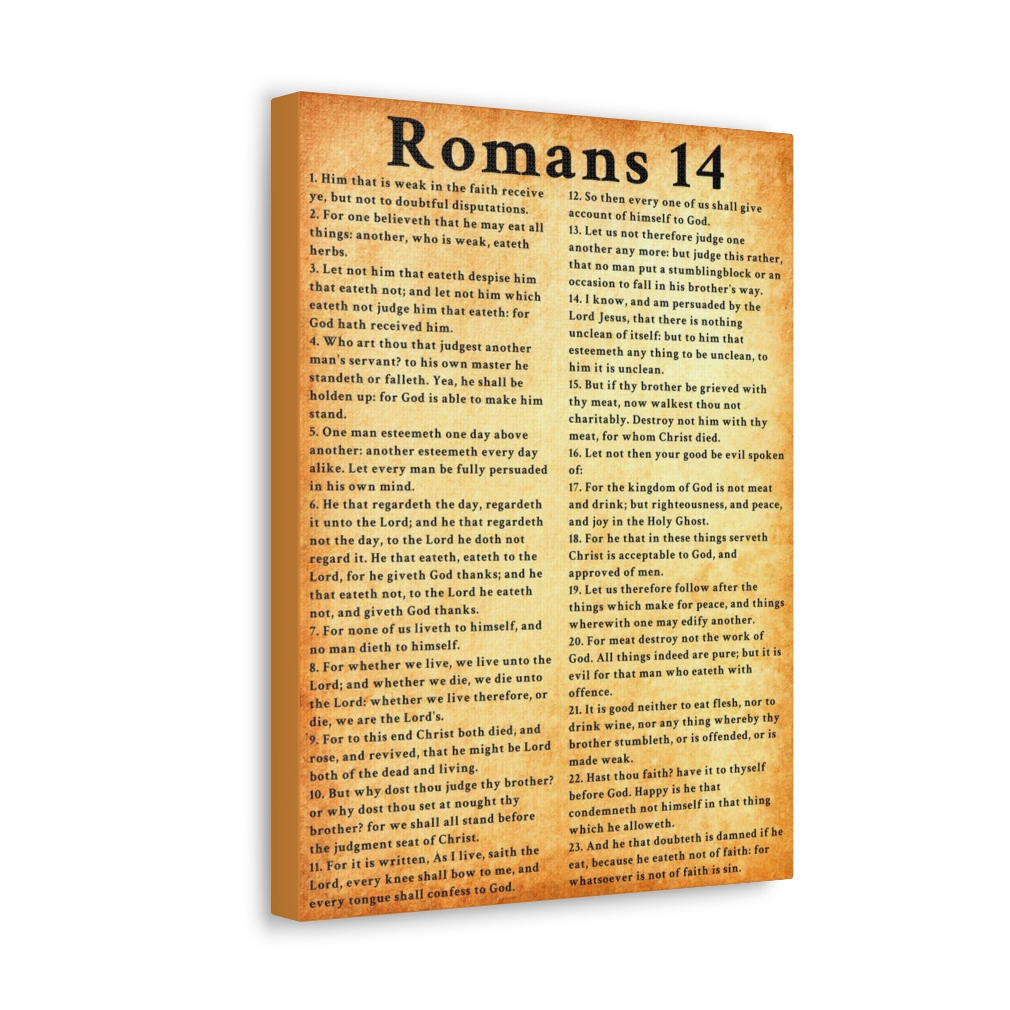 Scripture Walls Romans 14 Gold Bible Verse Canvas Christian Wall Art Ready to Hang Unframed-Express Your Love Gifts