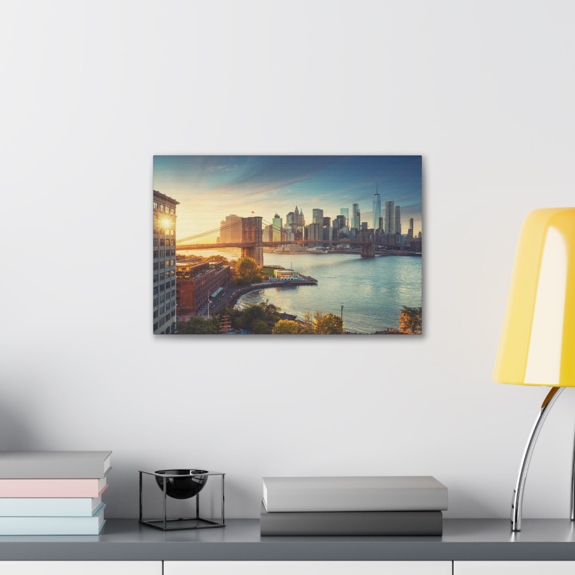 Brooklyn Daytime Skyline Canvas Artwork High-Quality Breathtaking Stunning Cityscape for Home Decor Ready to Hang-Express Your Love Gifts