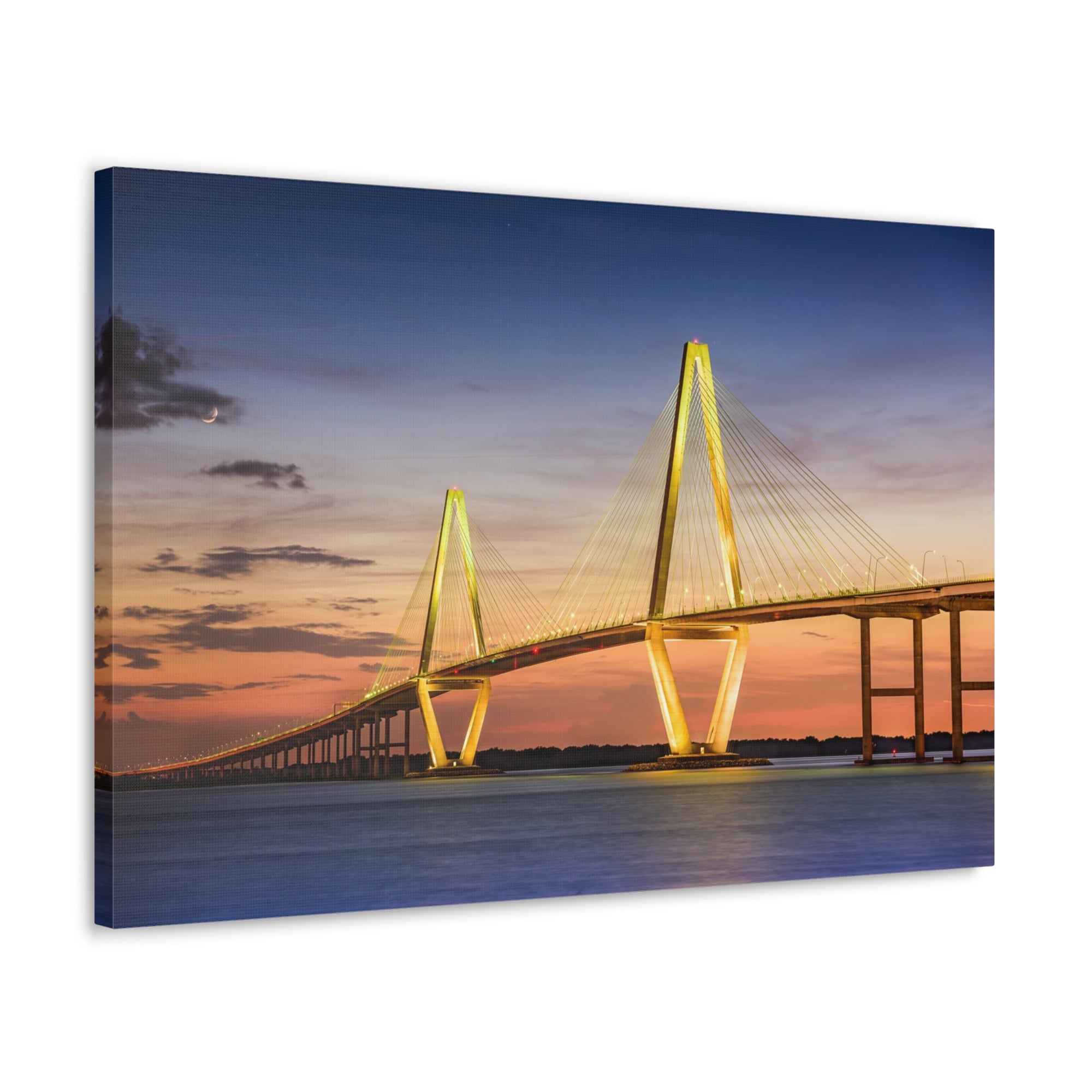 Arthur Ravenel River Bridge Charleston South Carolina Nature Wilderness Photography Canvas Wall Art for Home Decor Ready-to-Hang-Express Your Love Gifts