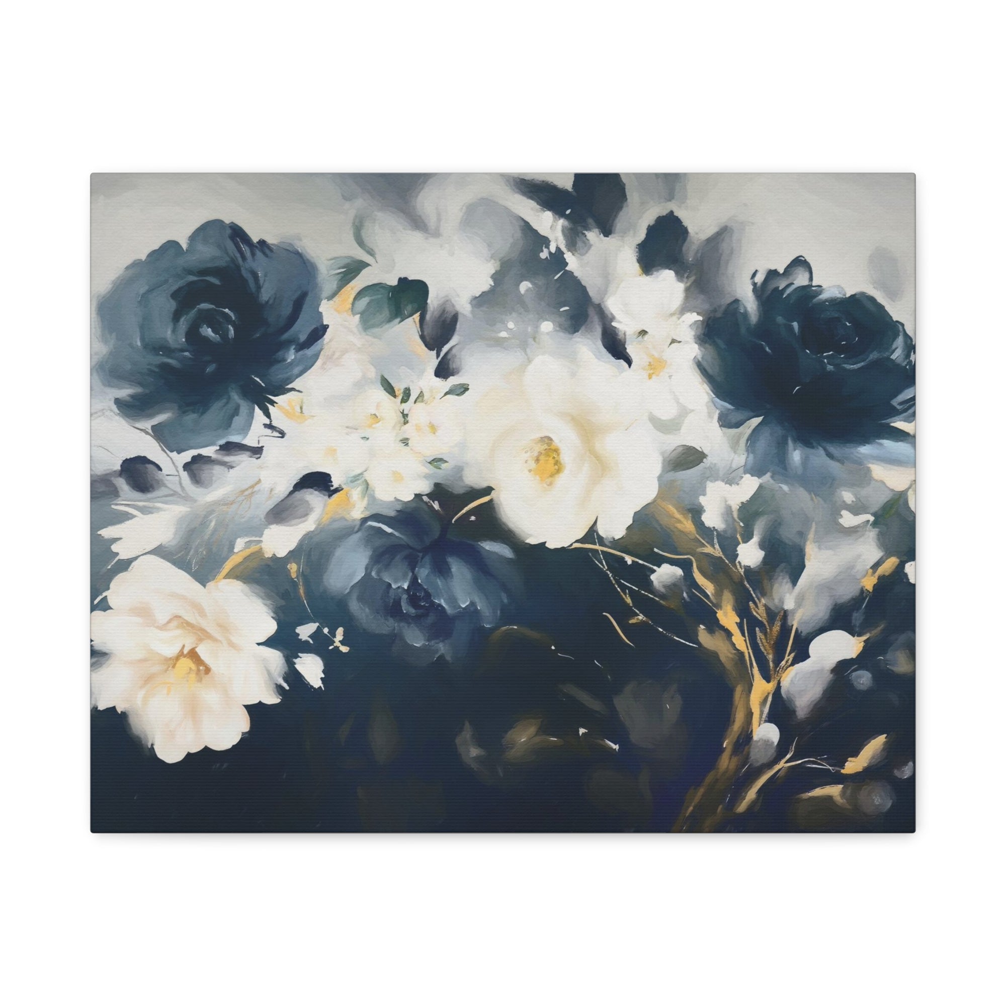 Blue And White Rose Flower Flower Canvas Wall Art for Home Decor Ready-to-Hang-Express Your Love Gifts