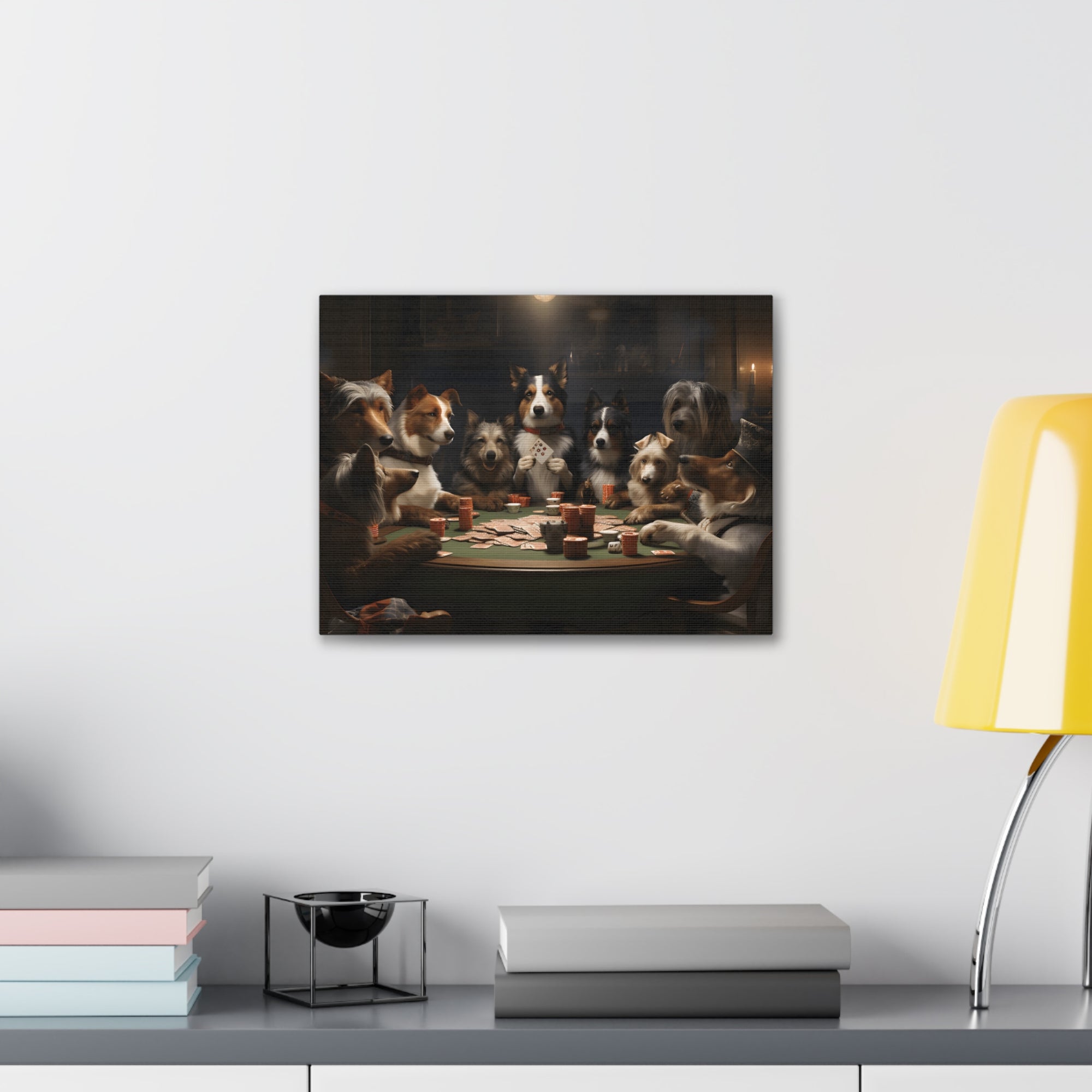 Different Dogs Playing Poker New York Animals Playing Card Canvas Wall Art for Home Decor Ready-to-Hang-Express Your Love Gifts