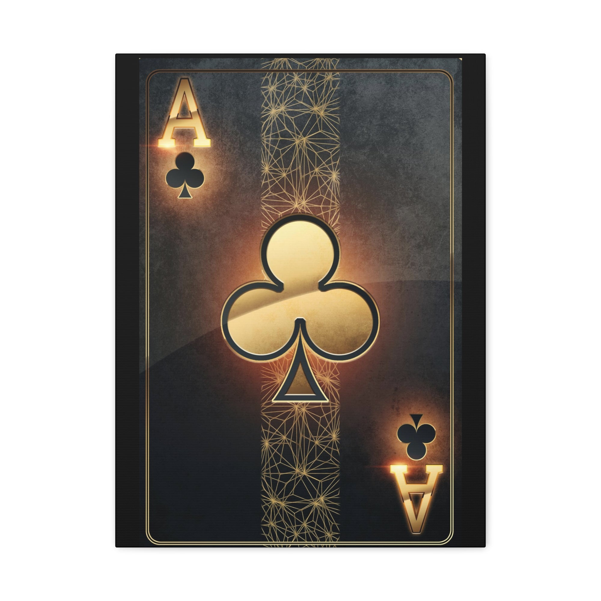 Black And Golden Ace Of Clubs Poker Playing Card Canvas Wall Art for Home Decor Ready-to-Hang-Express Your Love Gifts