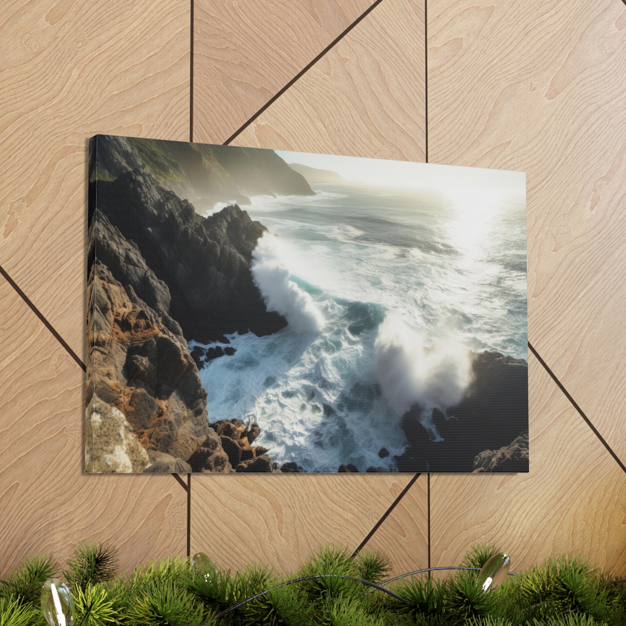 Beautiful Grand Canyon Big Crashing Waves Ocean Canvas Wall Art for Home Decor Ready-to-Hang-Express Your Love Gifts