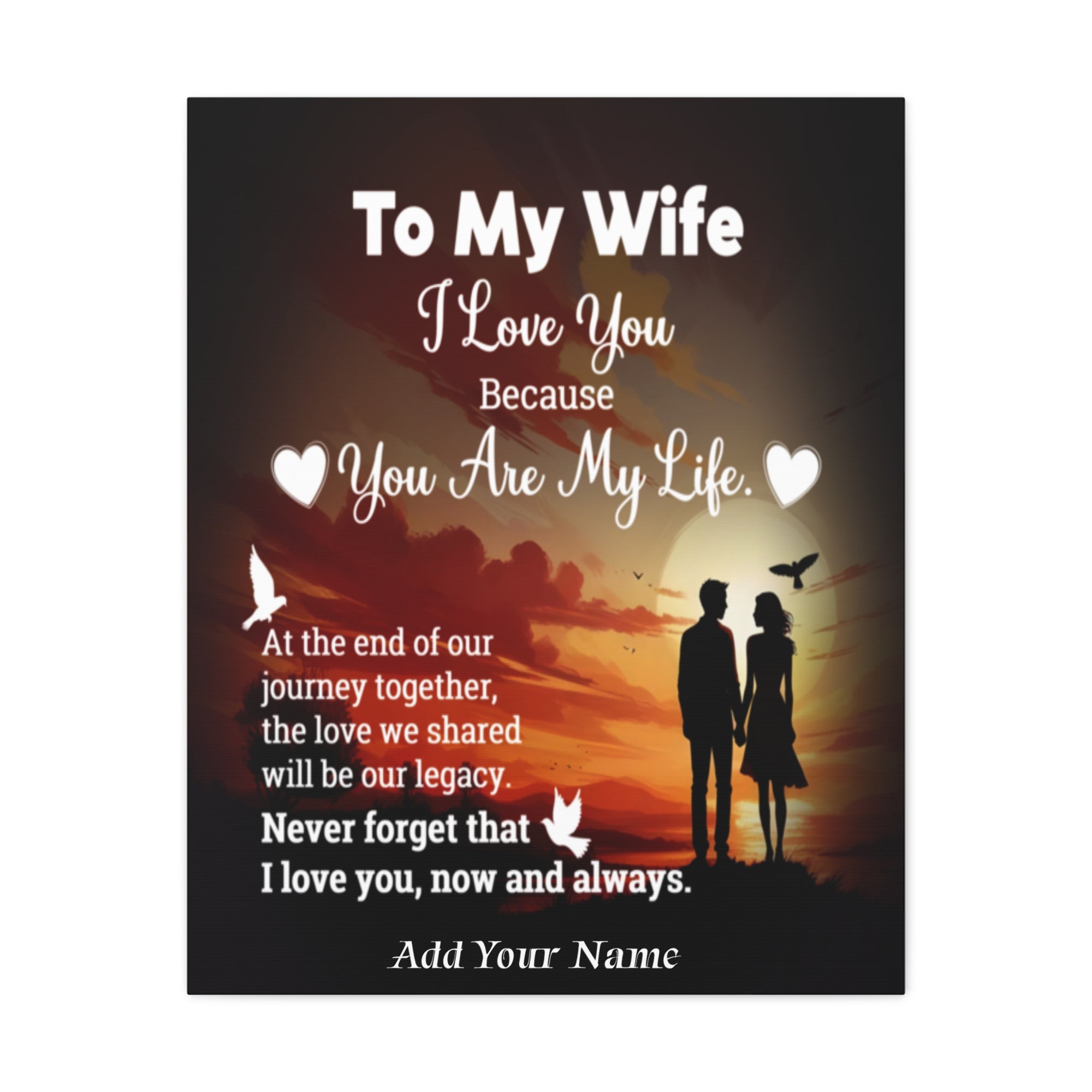 Personalized To My Wife Sunset Romance Canvas Wall Art - Heartfelt Gift of Love & Legacy-Express Your Love Gifts