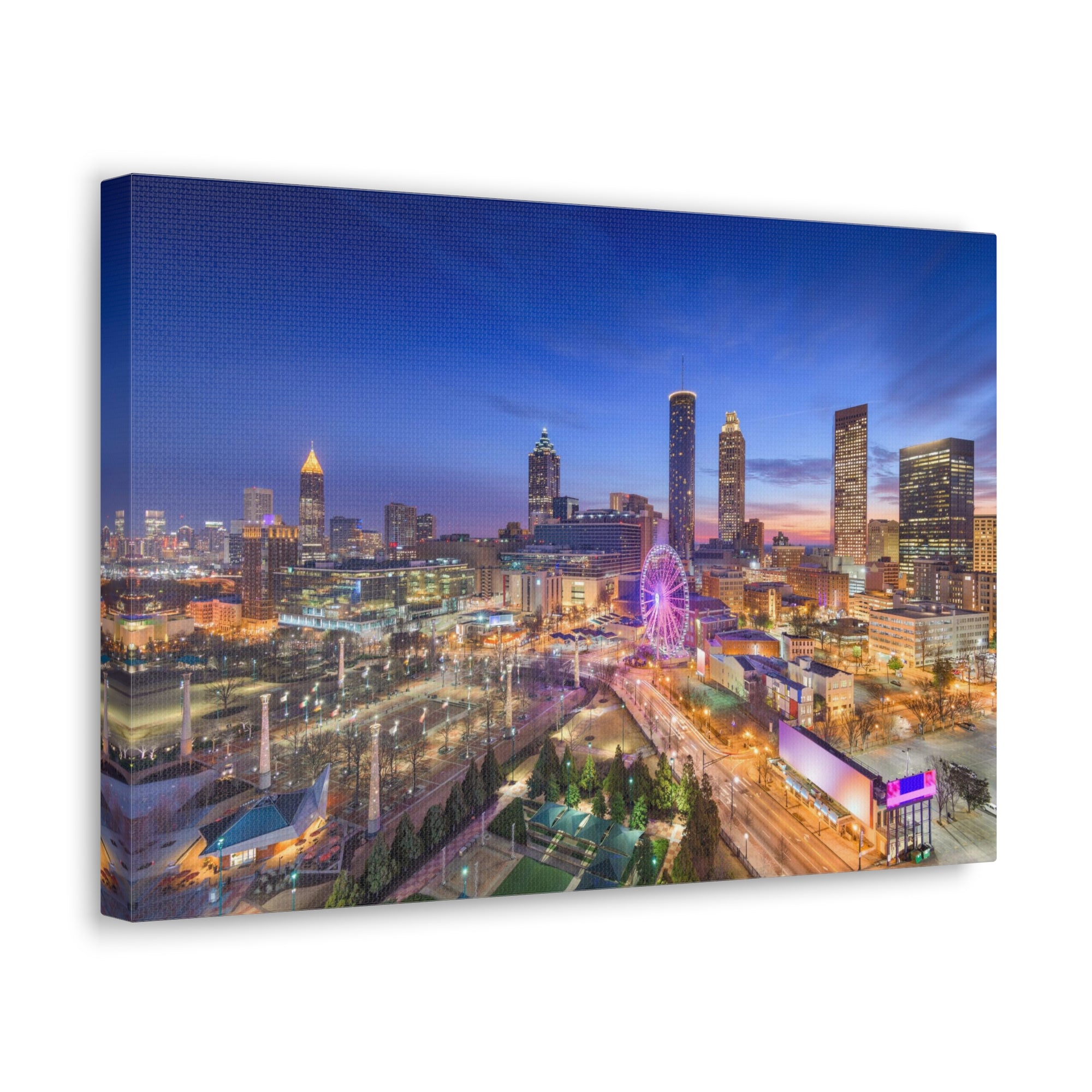 Atlanta Night Skyline Canvas Artwork High-Quality Breathtaking Stunning Cityscape for Home Decor Ready to Hang-Express Your Love Gifts