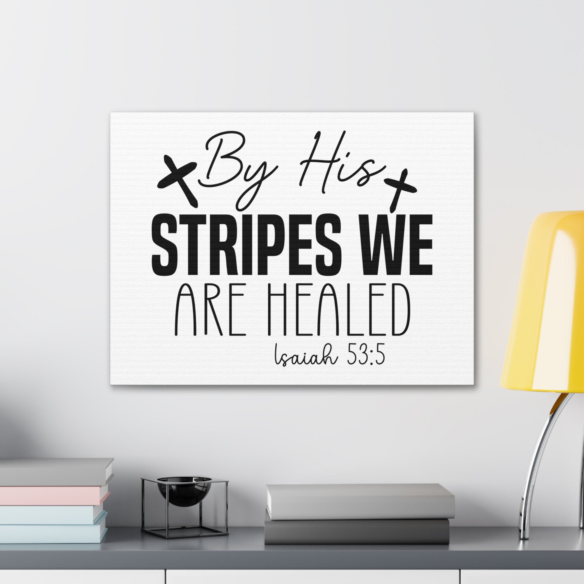 Scripture Walls Isaiah 53:5 By His Stripes Cross Bible Verse Canvas Christian Wall Art Ready to Hang Unframed-Express Your Love Gifts