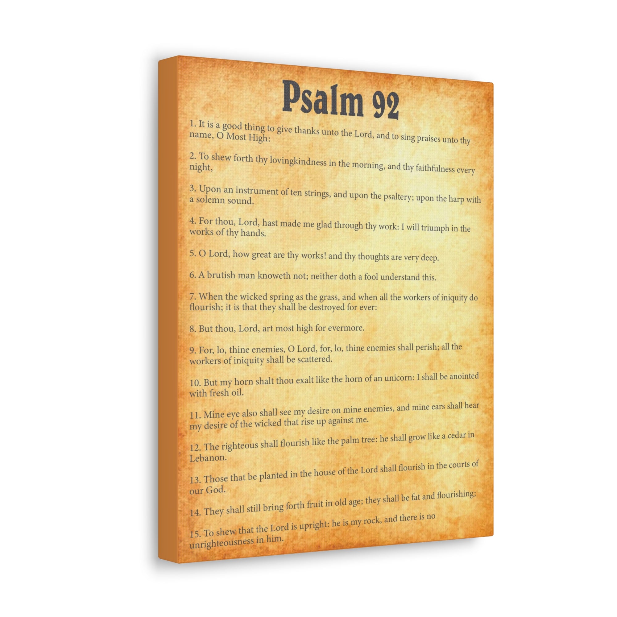 Scripture Walls Psalm 92 Gold Bible Chapter Canvas Christian Wall Art Ready to Hang Unframed-Express Your Love Gifts