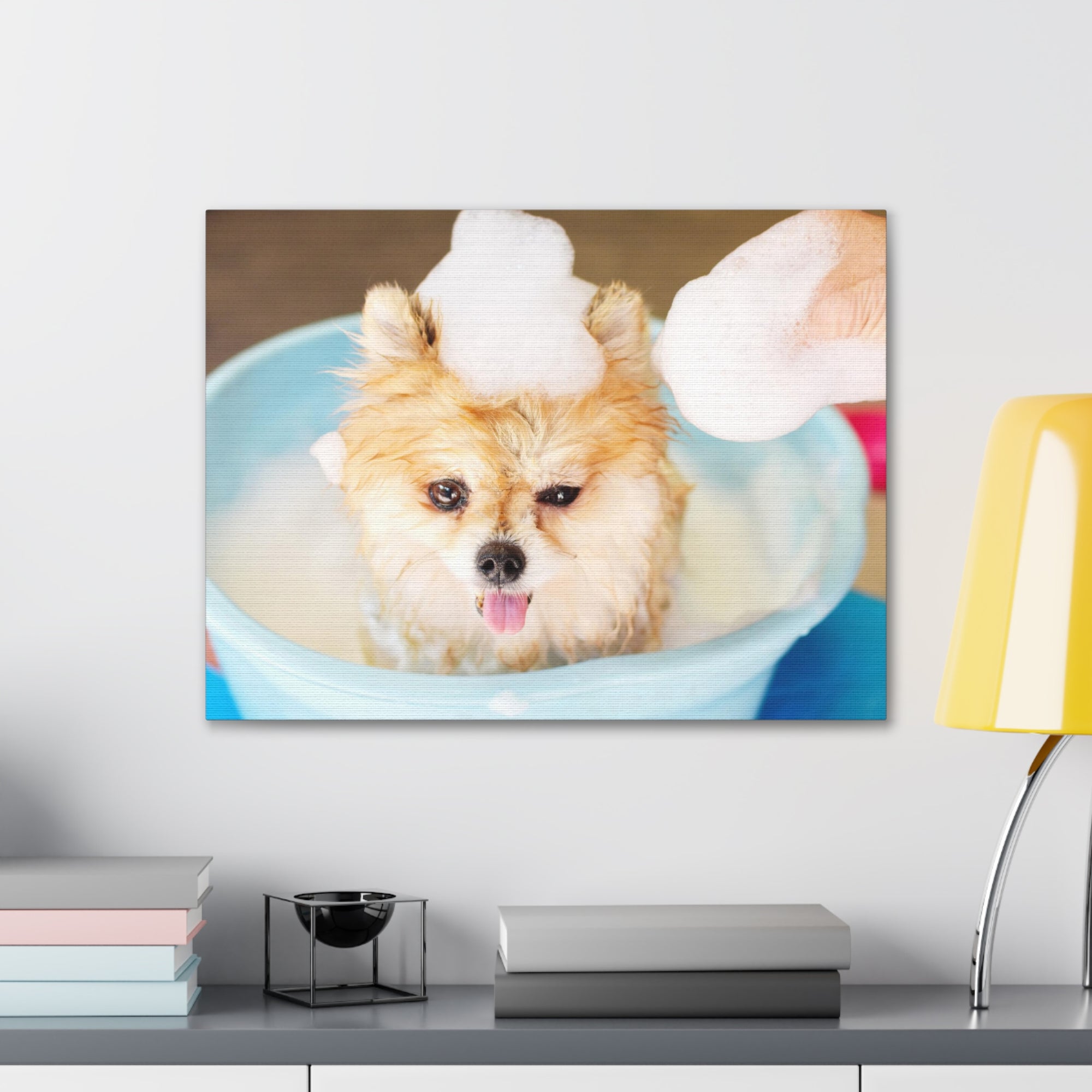 Funny Pomeranian Bathee Canvas Wall Art for Home Decor Ready-to-Hang-Express Your Love Gifts