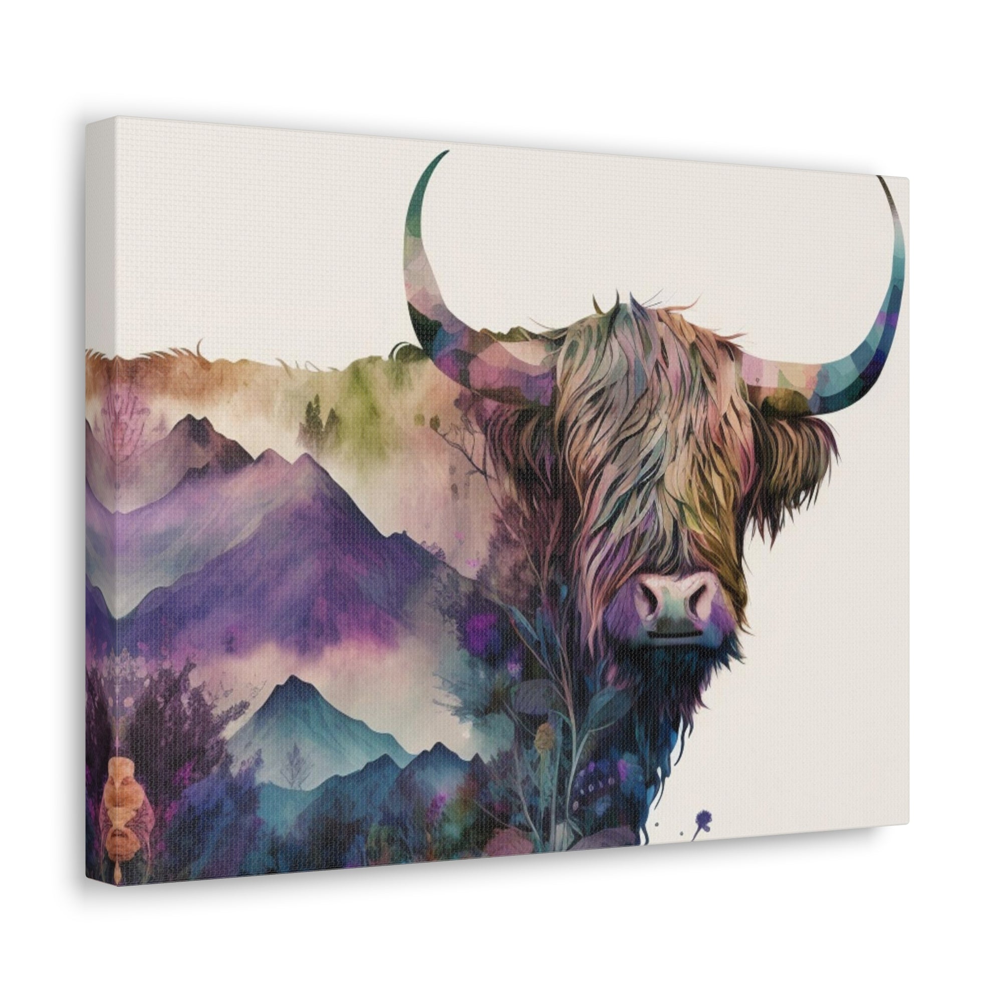 Bison Standing In Flower Field Buffalo Art Canvas Wall Art for Home Decor Ready-to-Hang-Express Your Love Gifts