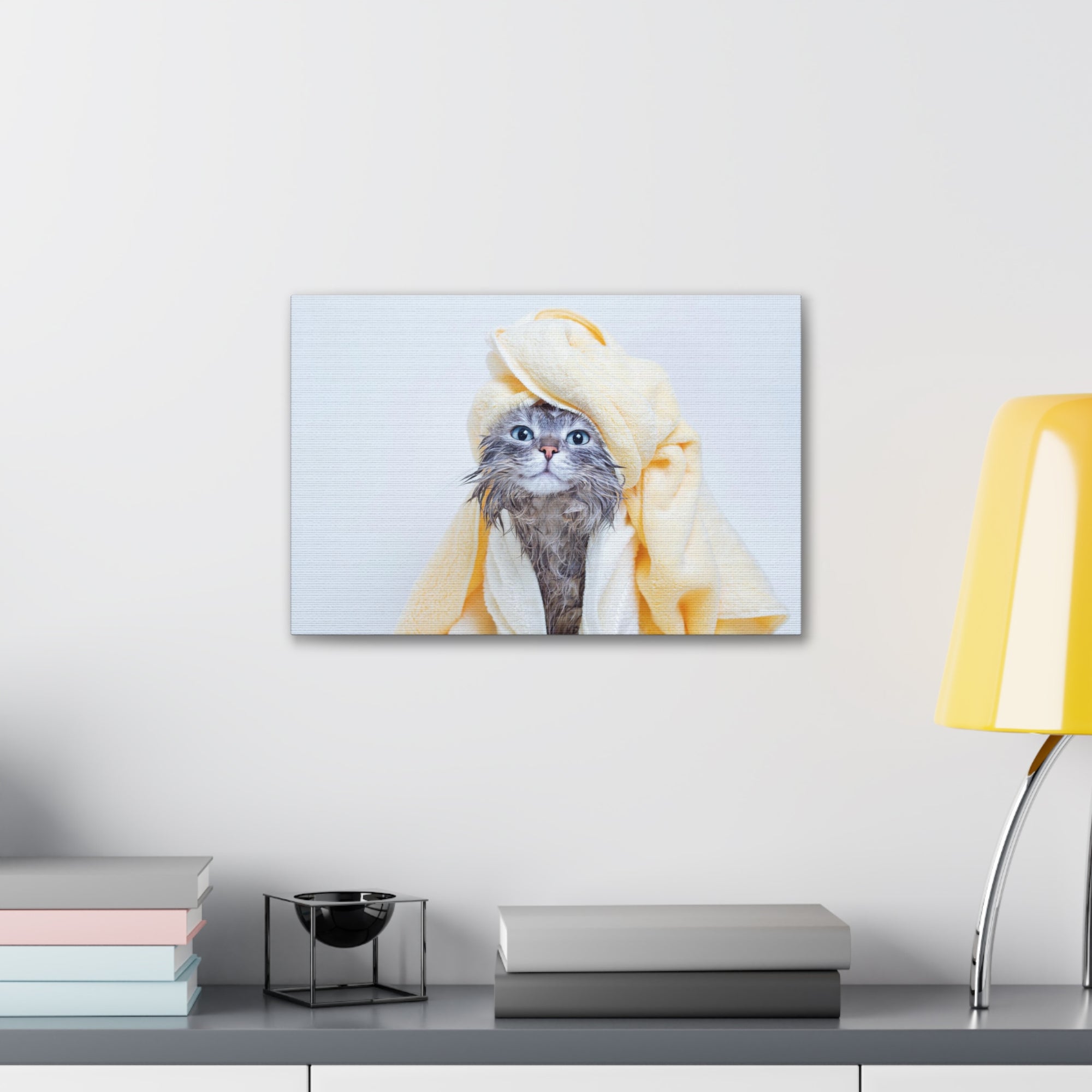 Funny Tabby Cat Bathee Canvas Wall Art for Home Decor Ready-to-Hang-Express Your Love Gifts