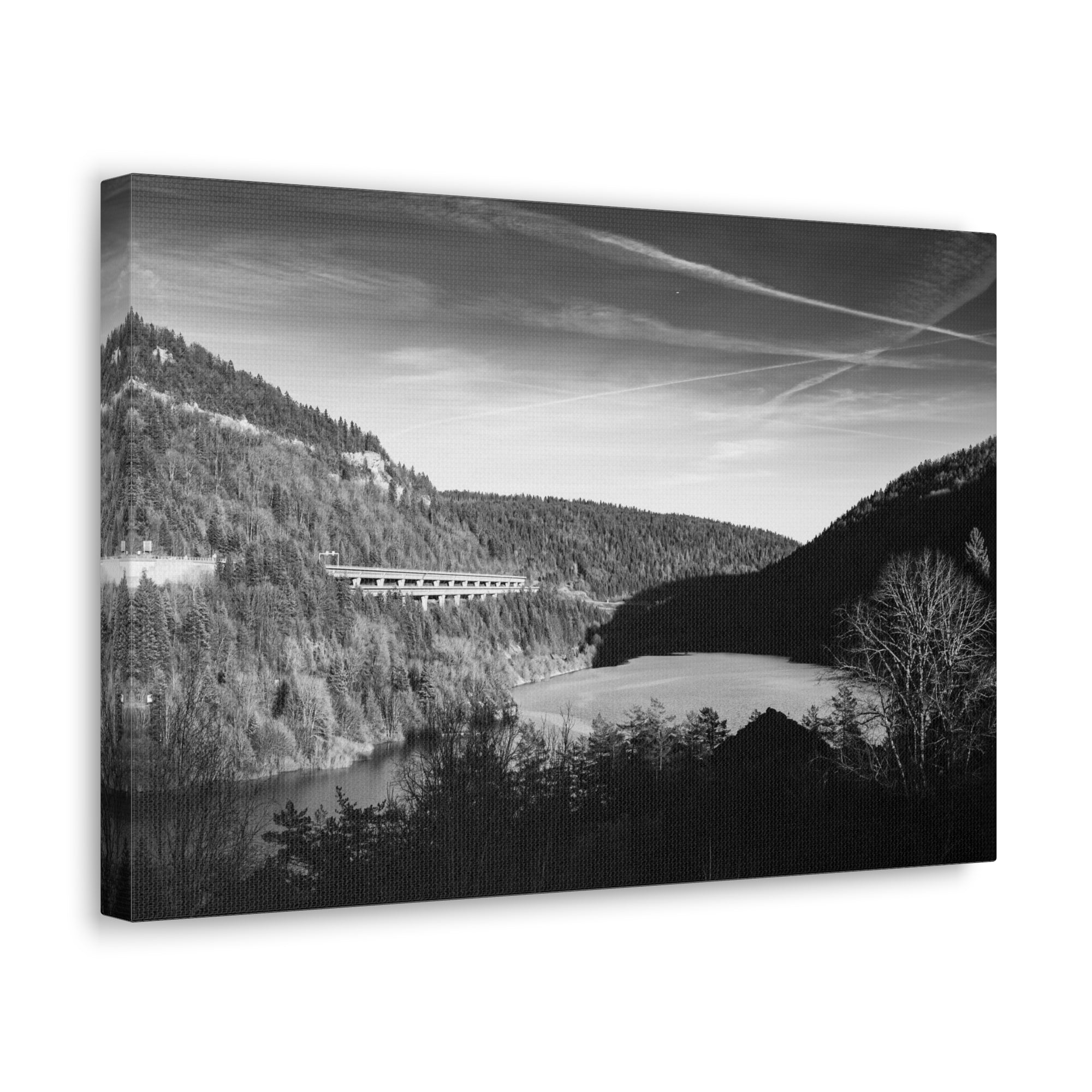 Black And White Forest Mountain Nature Wilderness Photography Canvas Wall Art for Home Decor Ready-to-Hang-Express Your Love Gifts