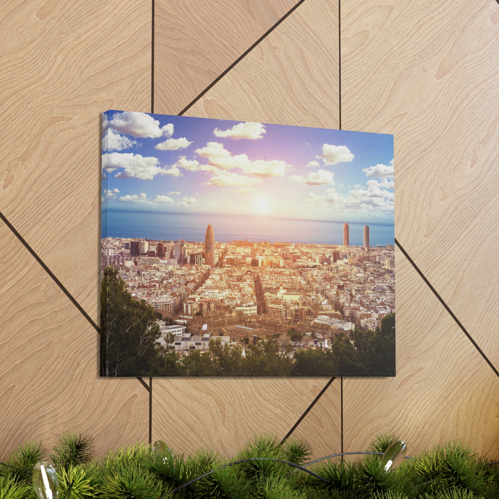 Barcelona Daytime Skyline Canvas Artwork High-Quality Breathtaking Stunning Cityscape for Home Decor Ready to Hang-Express Your Love Gifts