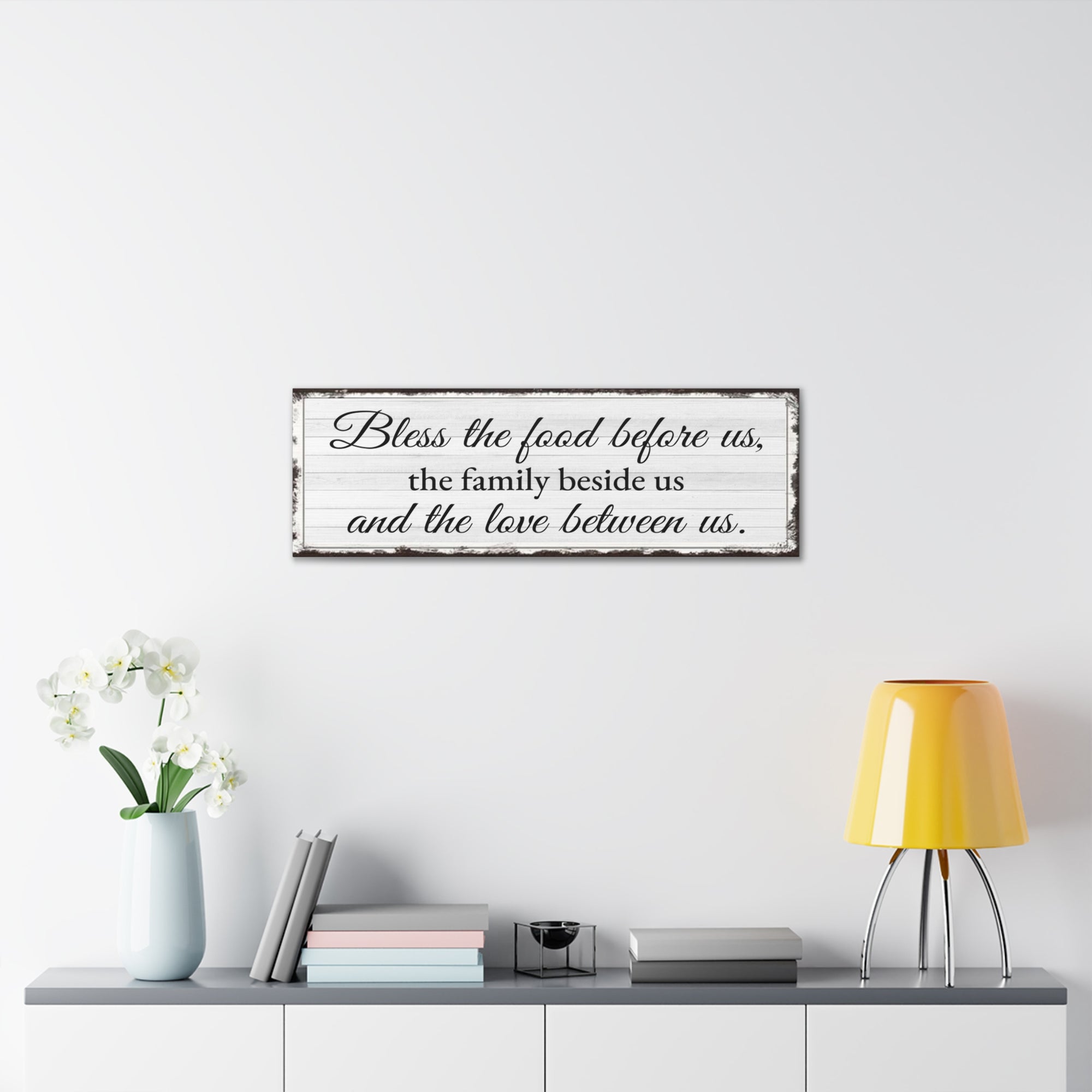 Scripture Walls Bless The Food White Bible Verse Canvas Christian Wall Art Ready to Hang Unframed-Express Your Love Gifts