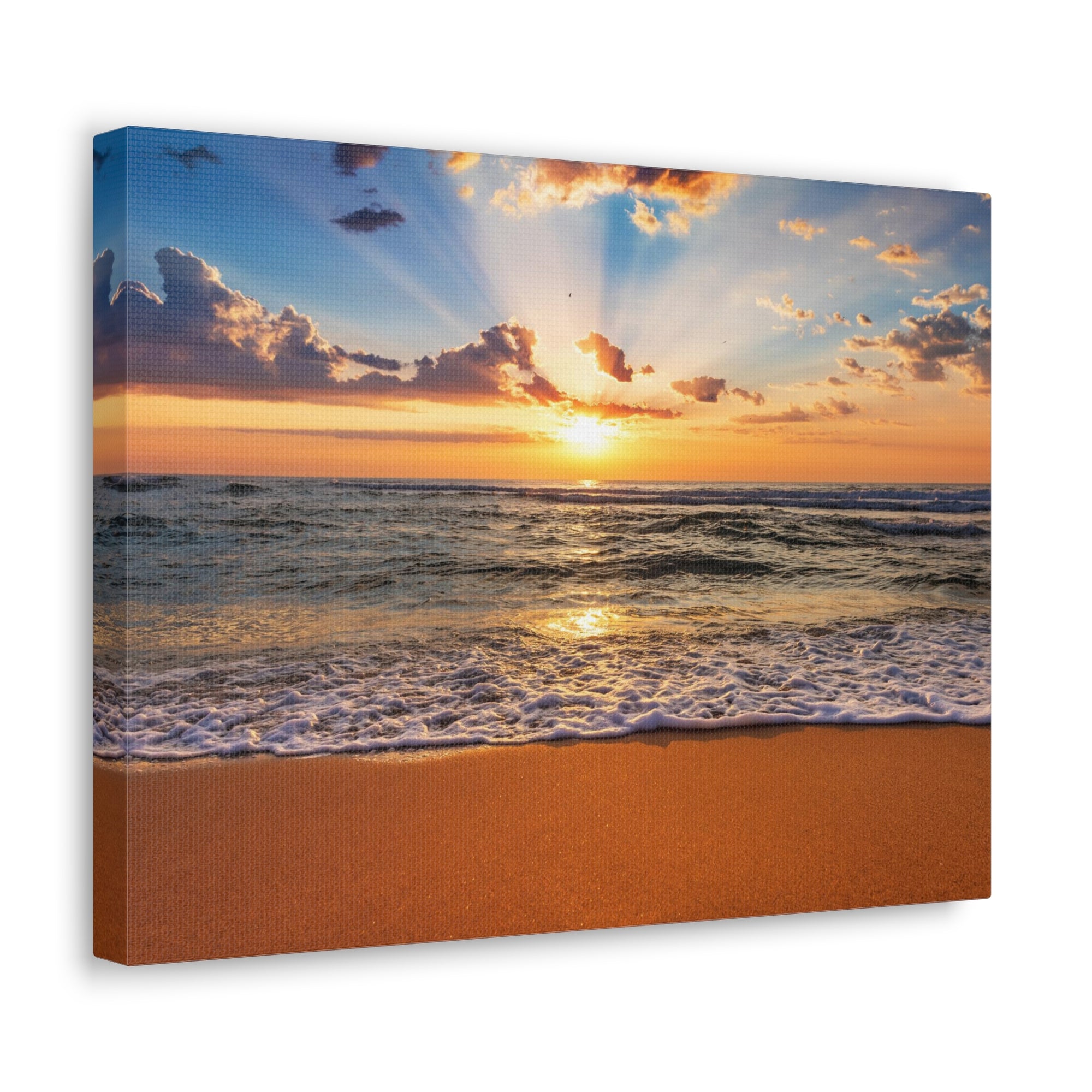 Beach Sunrise Deep Blue Sky Ocean Canvas Wall Art for Home Decor Ready-to-Hang-Express Your Love Gifts