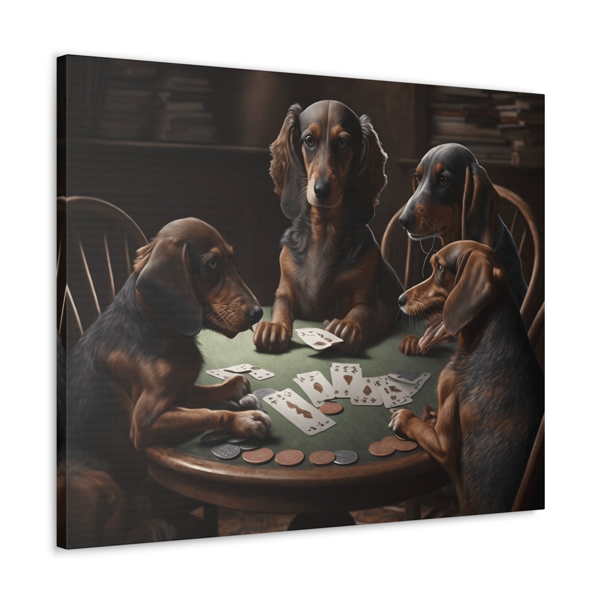 Painting Dogs Playing Poker Funny Game Animals Playing Card Canvas Wall Art for Home Decor Ready-to-Hang-Express Your Love Gifts