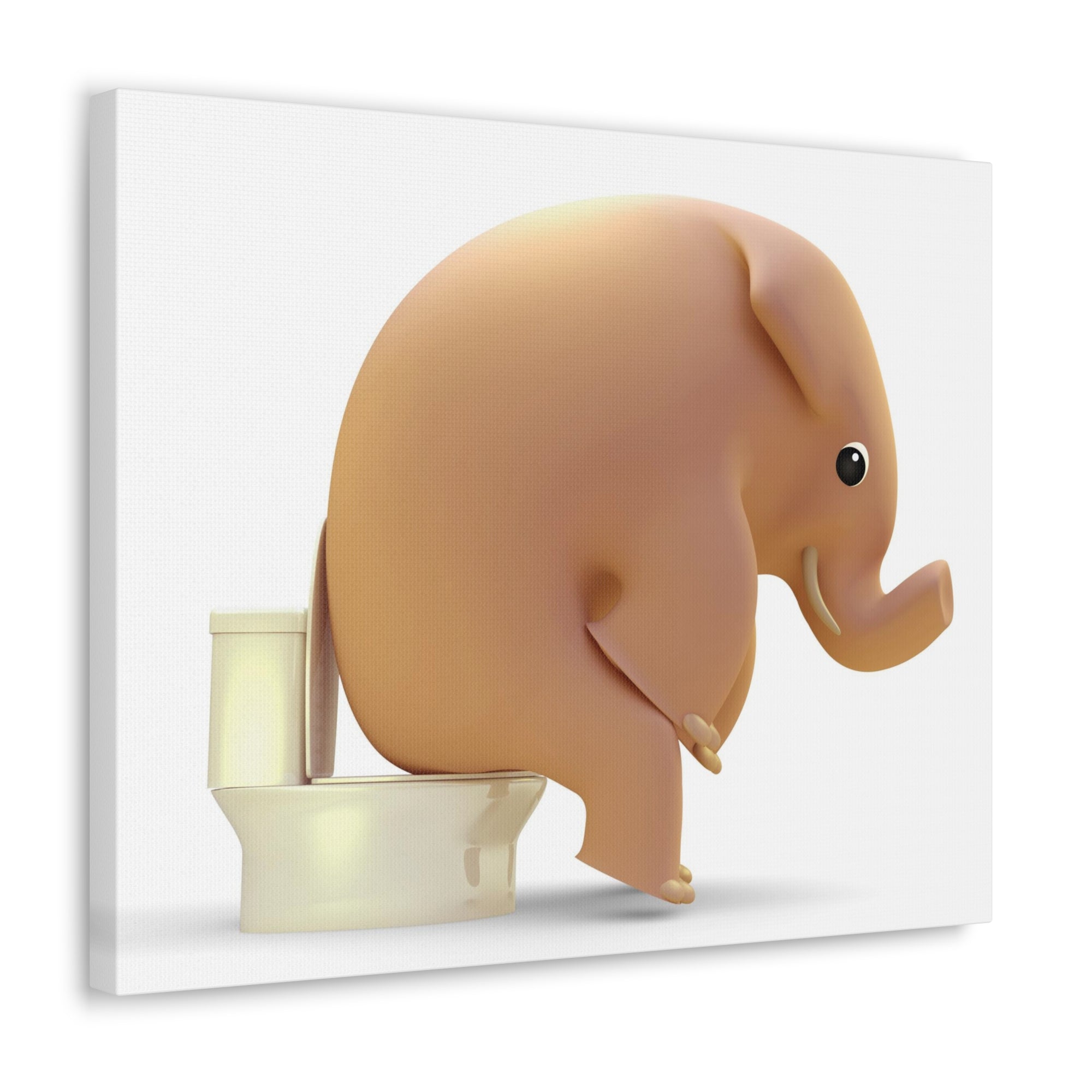 3D Elephant Seated On Toilet Funny Canvas Wall Art for Home Decor Ready-to-Hand-Express Your Love Gifts