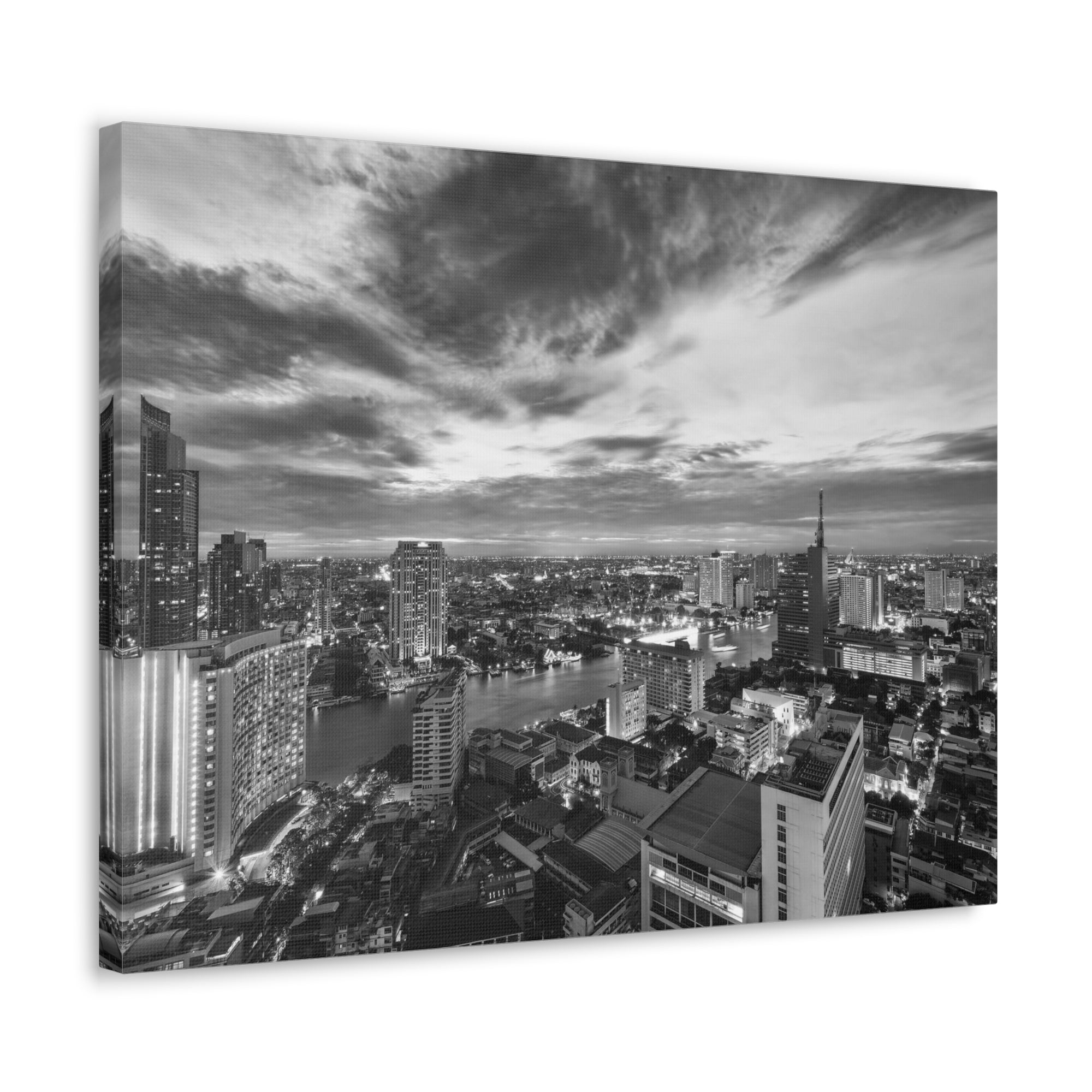 Bangkok Black And White Skyline Canvas Artwork High-Quality Breathtaking Stunning Cityscape for Home Decor Ready to Hang-Express Your Love Gifts