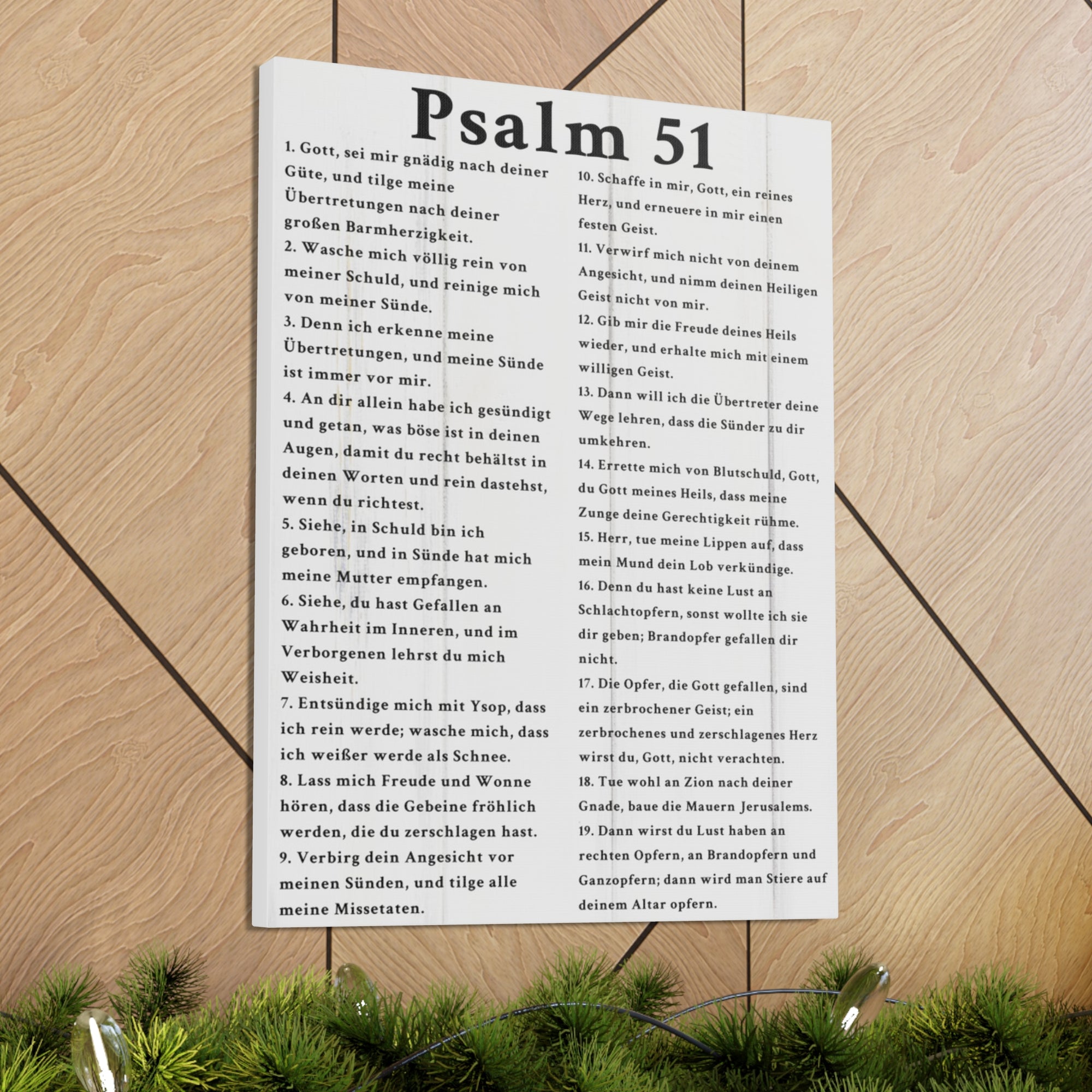 Scripture Walls Psalm 51 German White Bible Verse Canvas Christian Wall Art Ready to Hang Unframed-Express Your Love Gifts