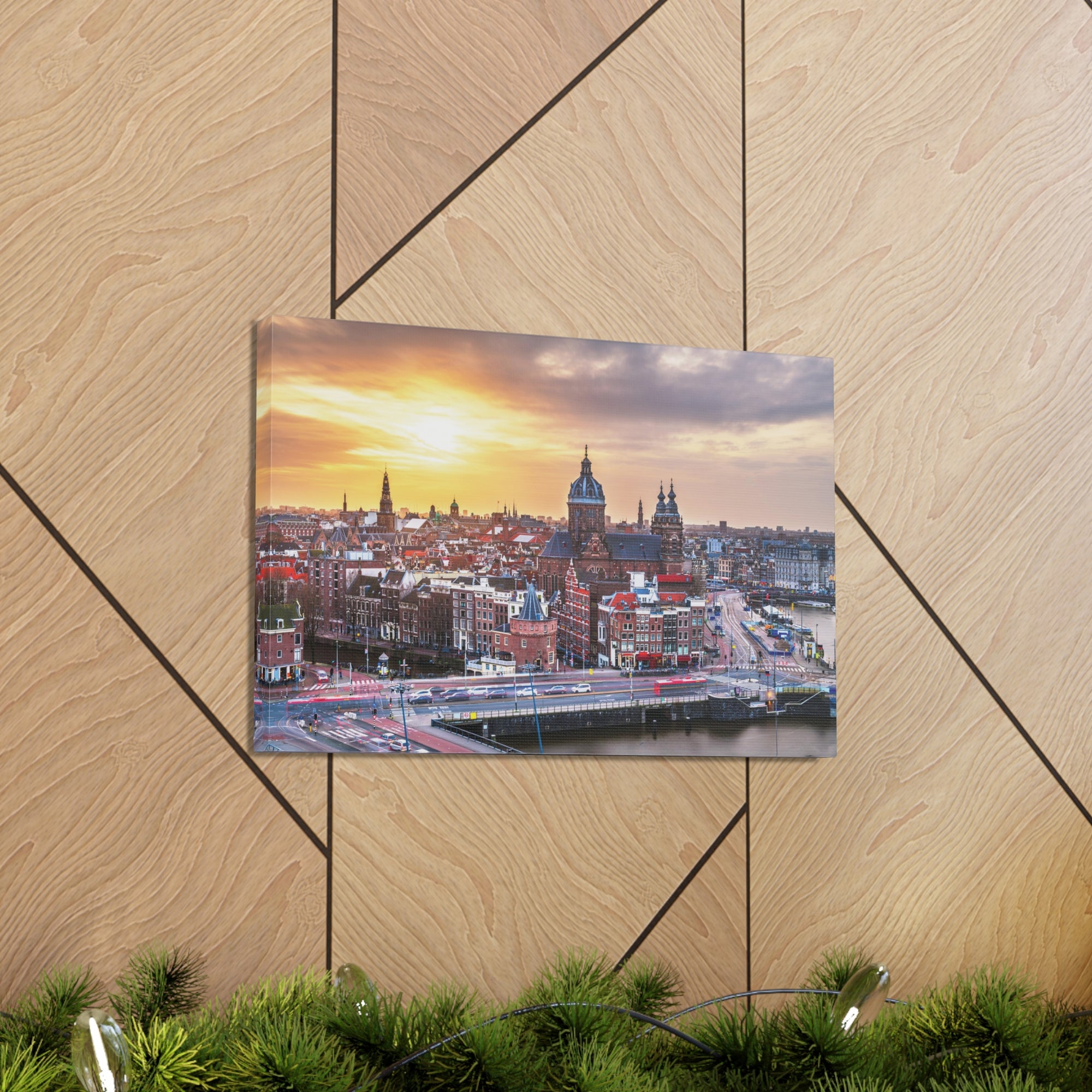 Amsterdam Daytime Skyline Canvas Artwork High-Quality Breathtaking Stunning Cityscape for Home Decor Ready to Hang-Express Your Love Gifts