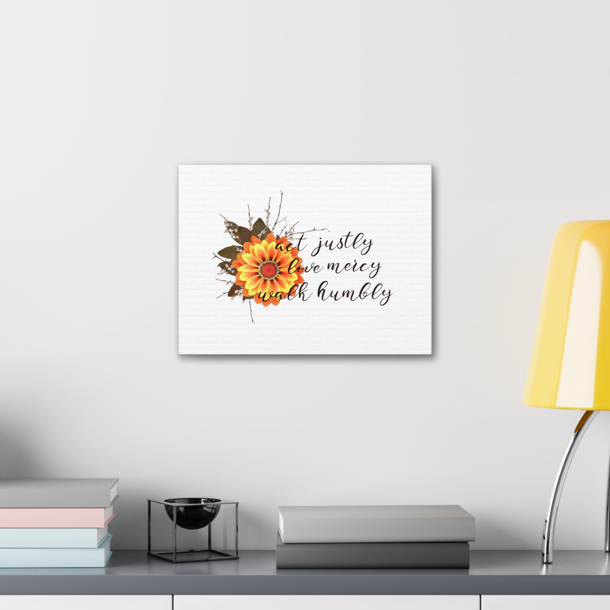 Scripture Walls Micah 6:8 Act Justly Sunflower Bible Verse Canvas Christian Wall Art Ready to Hang Unframed-Express Your Love Gifts