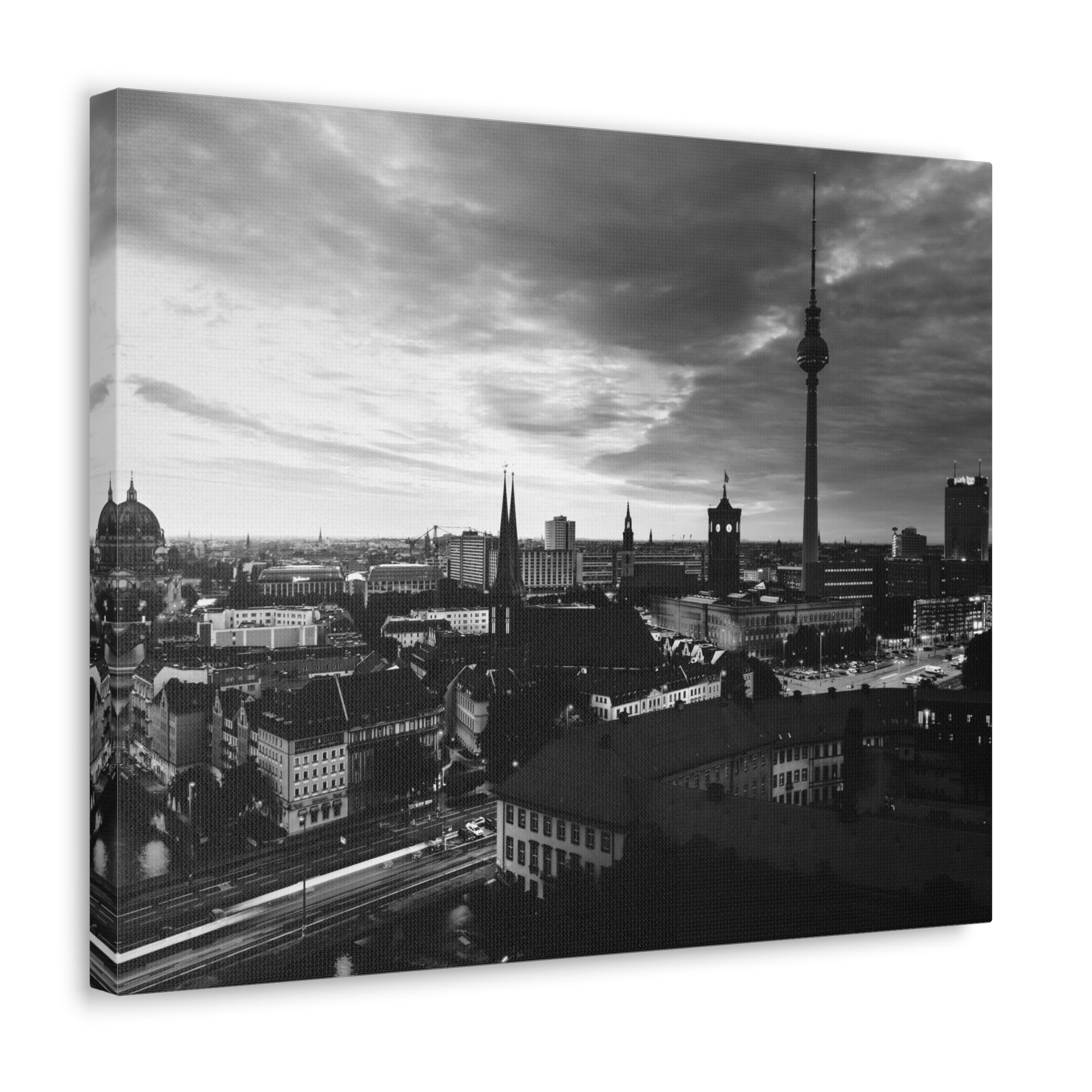 Berlin Black And White Skyline Canvas Artwork High-Quality Breathtaking Stunning Cityscape for Home Decor Ready to Hang-Express Your Love Gifts