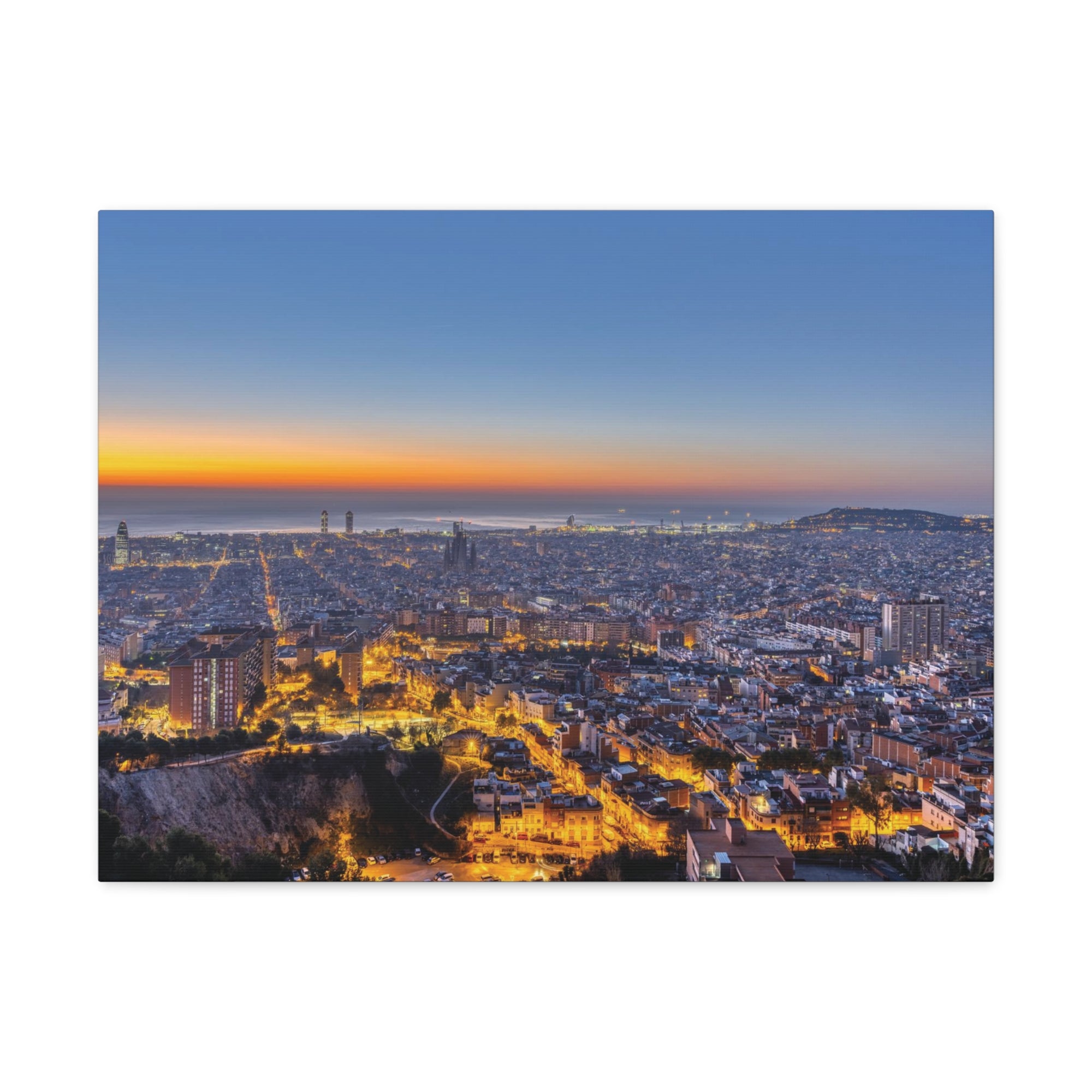 Barcelona Night Skyline Canvas Artwork High-Quality Breathtaking Stunning Cityscape for Home Decor Ready to Hang-Express Your Love Gifts