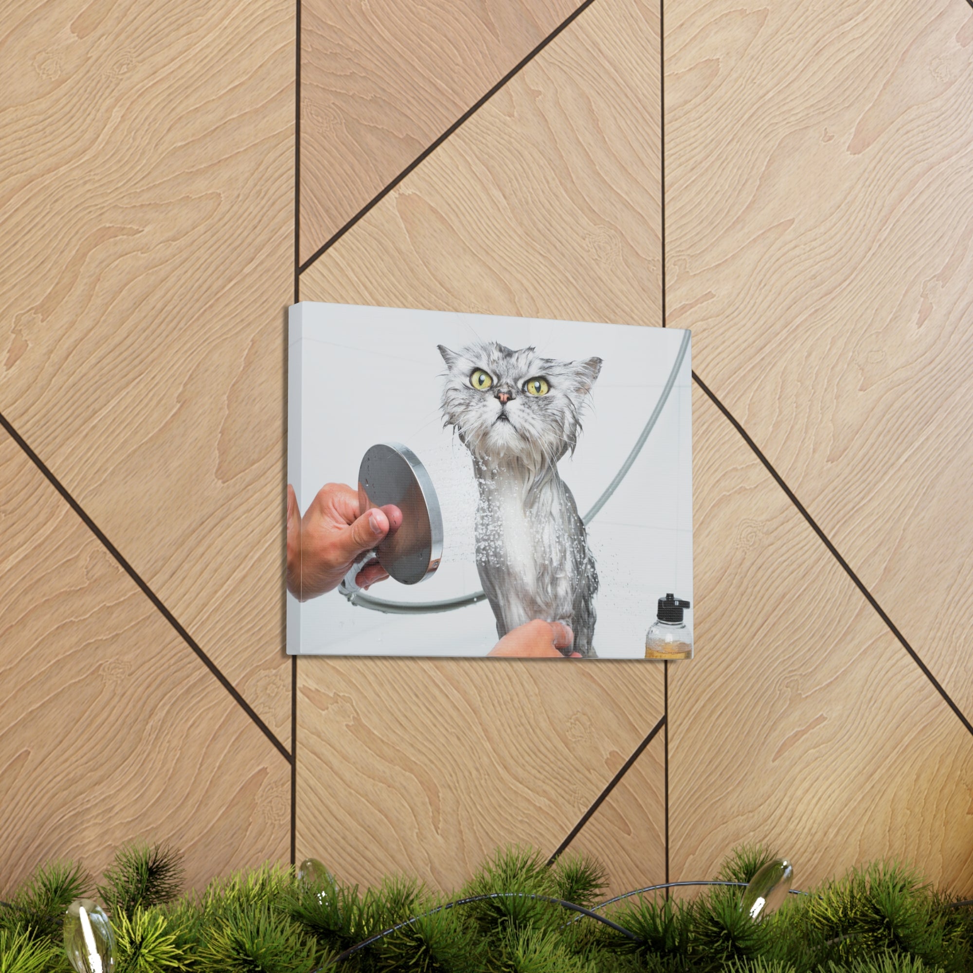 Funny Wet Cat Bath Canvas Wall Art for Home Decor Ready-to-Hang-Express Your Love Gifts