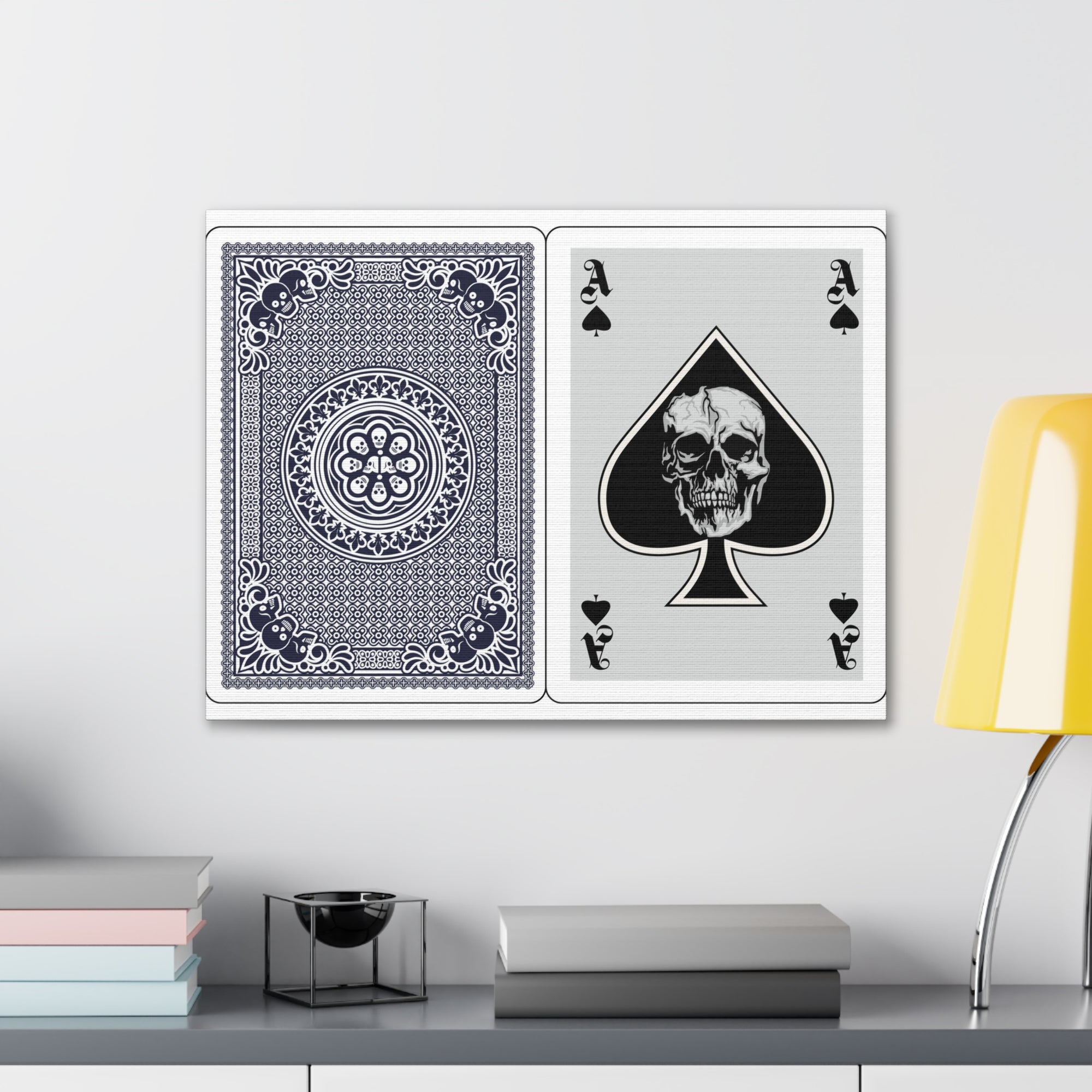 Ace of Spades With Skull Playing Card Canvas Wall Art for Home Decor Ready-to-Hang-Express Your Love Gifts