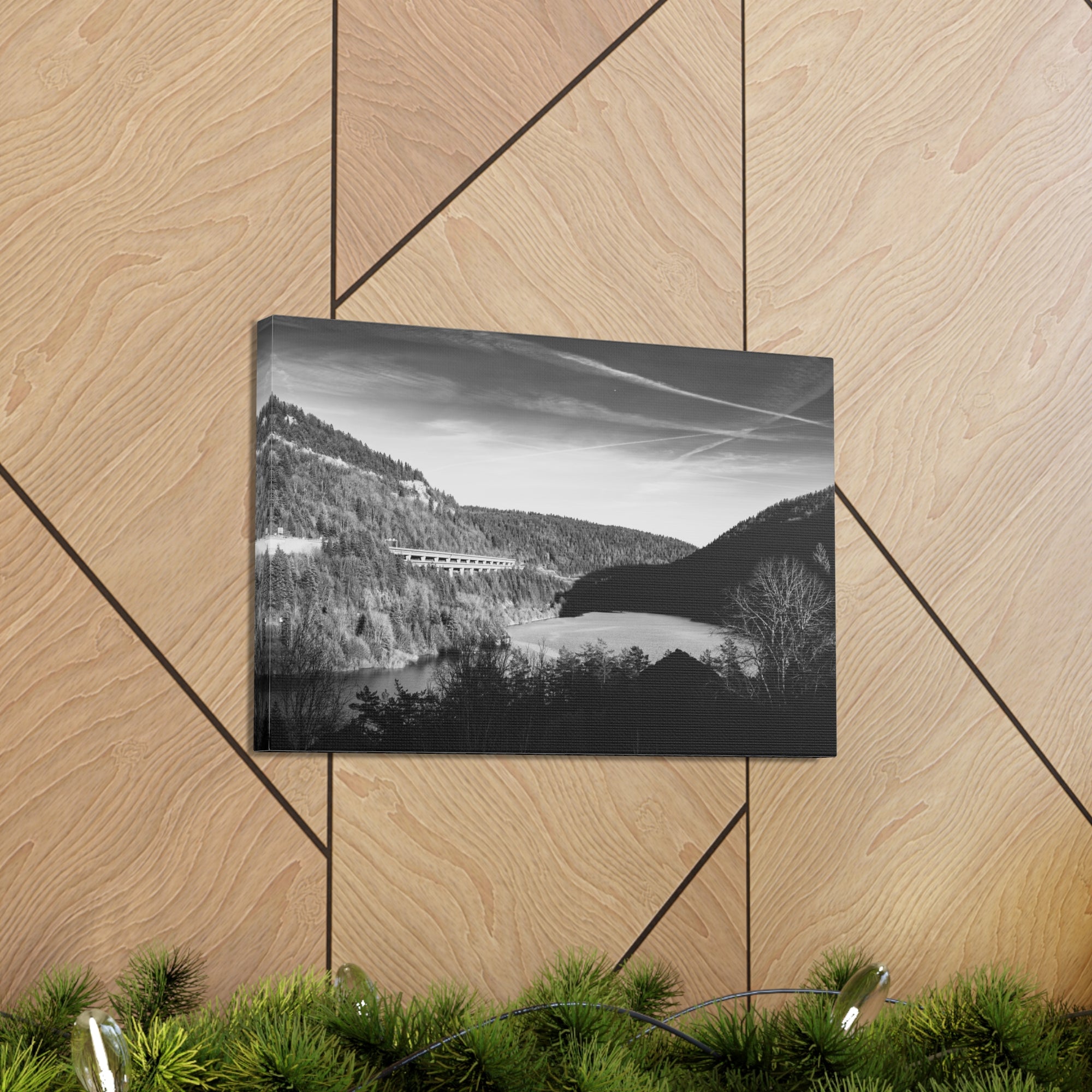 Black And White Forest Mountain Nature Wilderness Photography Canvas Wall Art for Home Decor Ready-to-Hang-Express Your Love Gifts