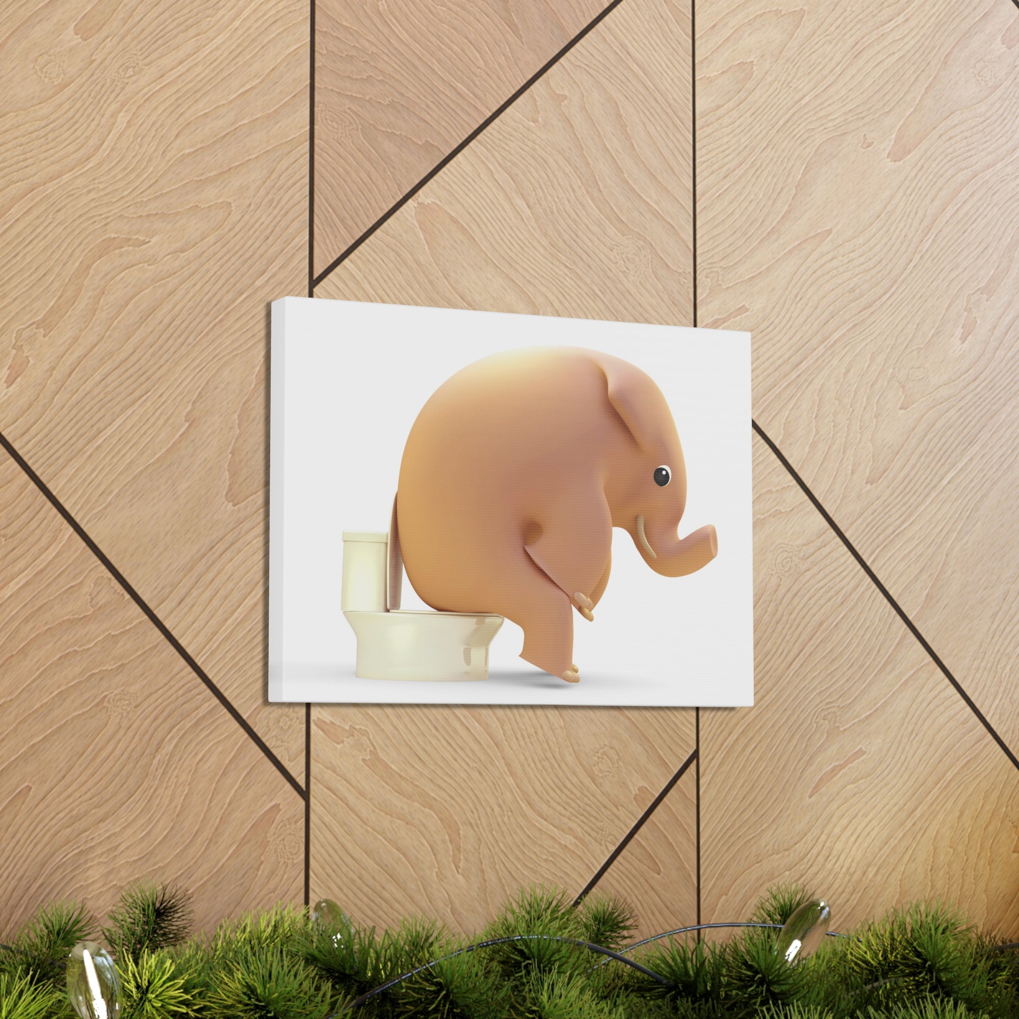 3D Elephant Seated On Toilet Funny Canvas Wall Art for Home Decor Ready-to-Hand-Express Your Love Gifts